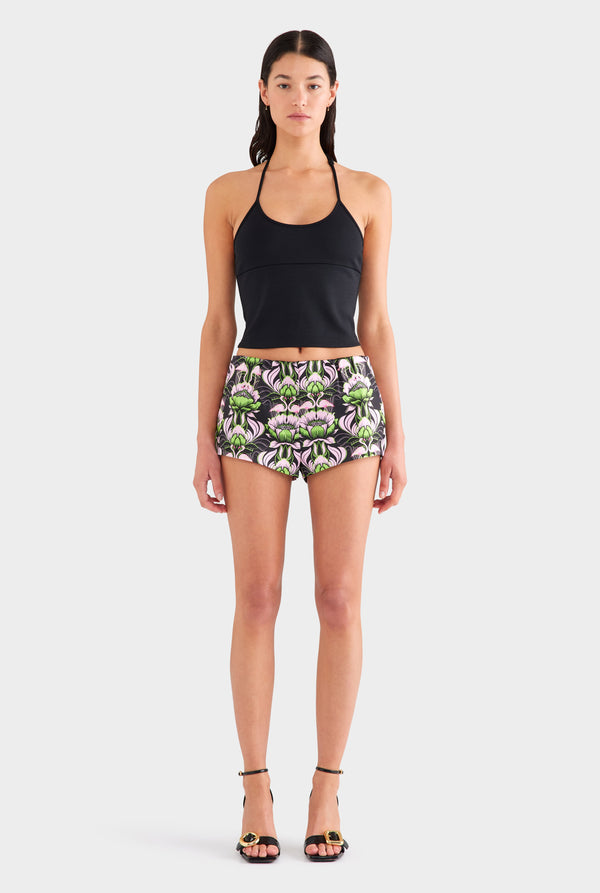 Silk Cotton Mini Short - Black/Pink/Green Acid Floral