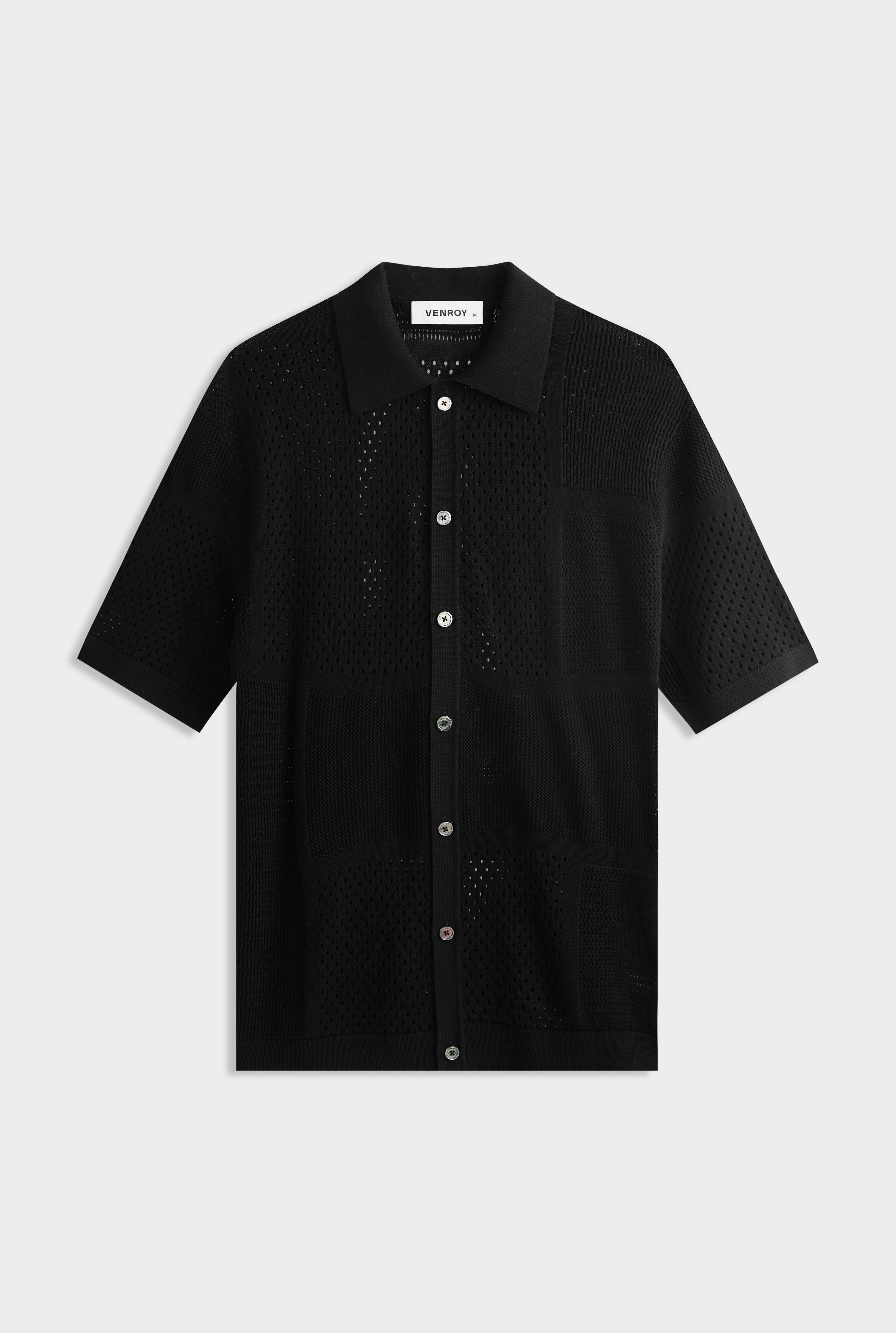 Multi Stitch Cotton Knit T-Shirt - Black