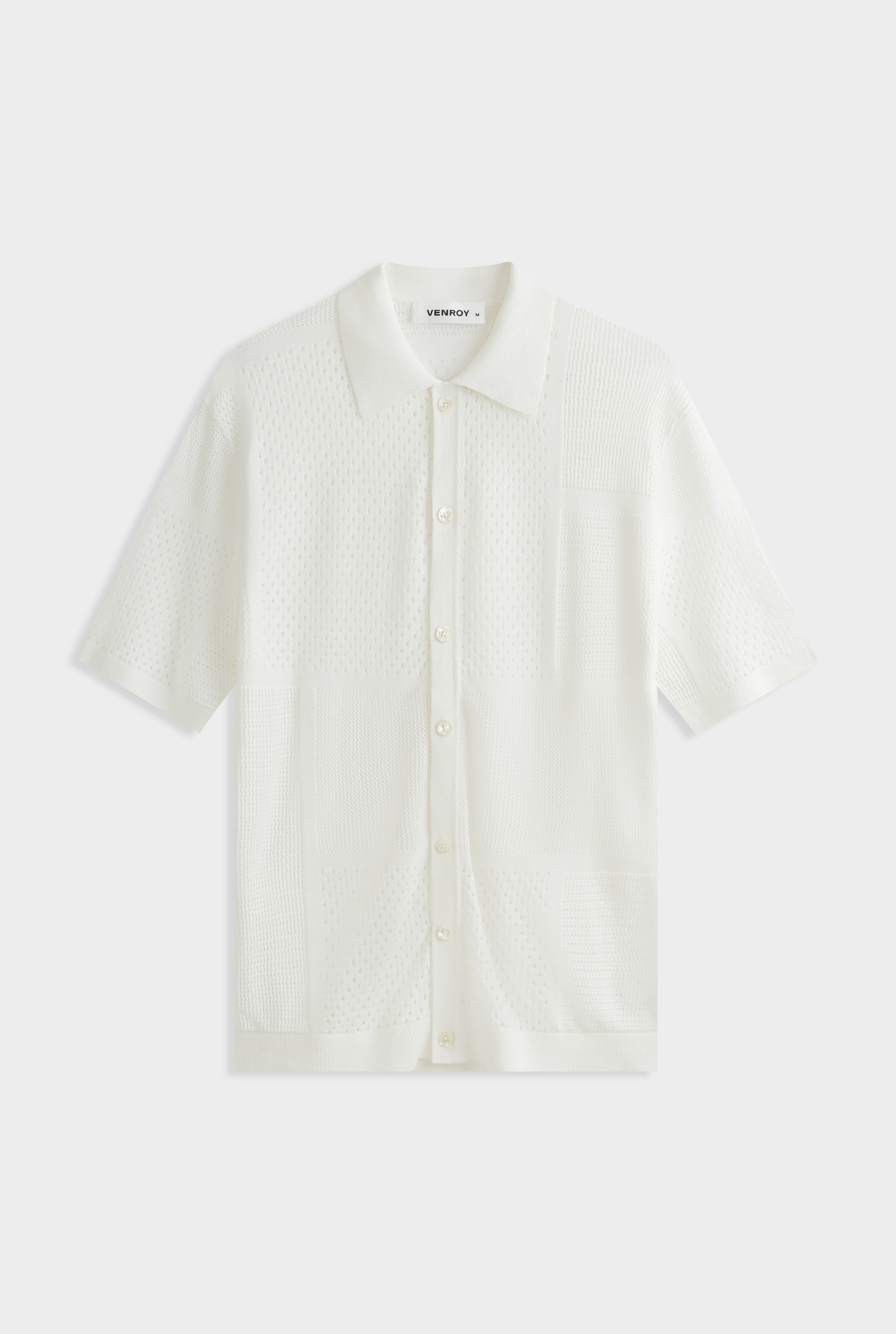 Multi Stitch Cotton Knit T-Shirt - Off White