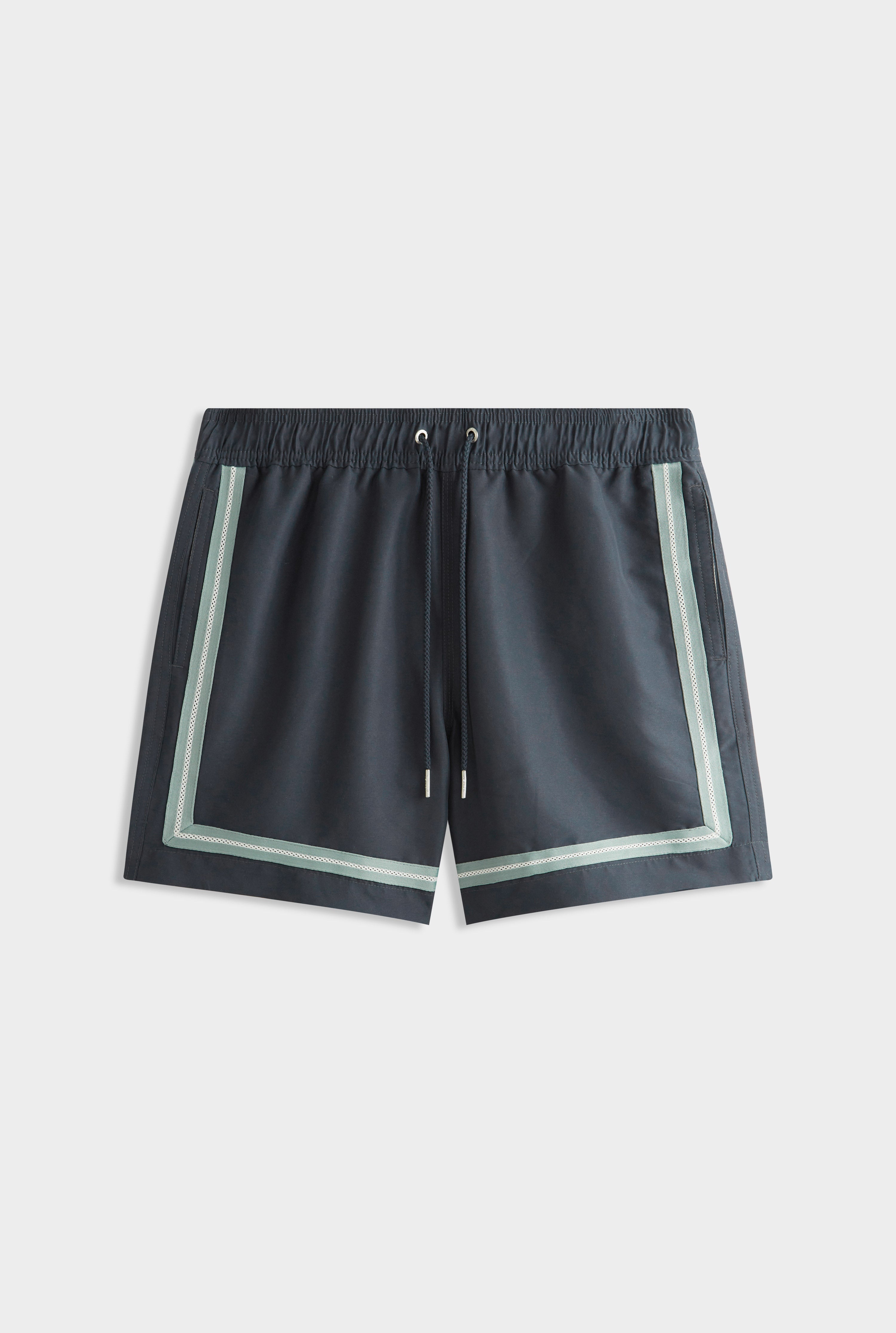 Solid Swim Short - Ink/Crochet Tape