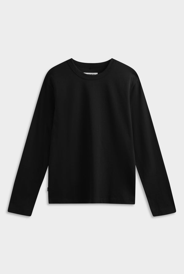 Long Sleeve Heavy Weight Cotton Logo T-Shirt - Black