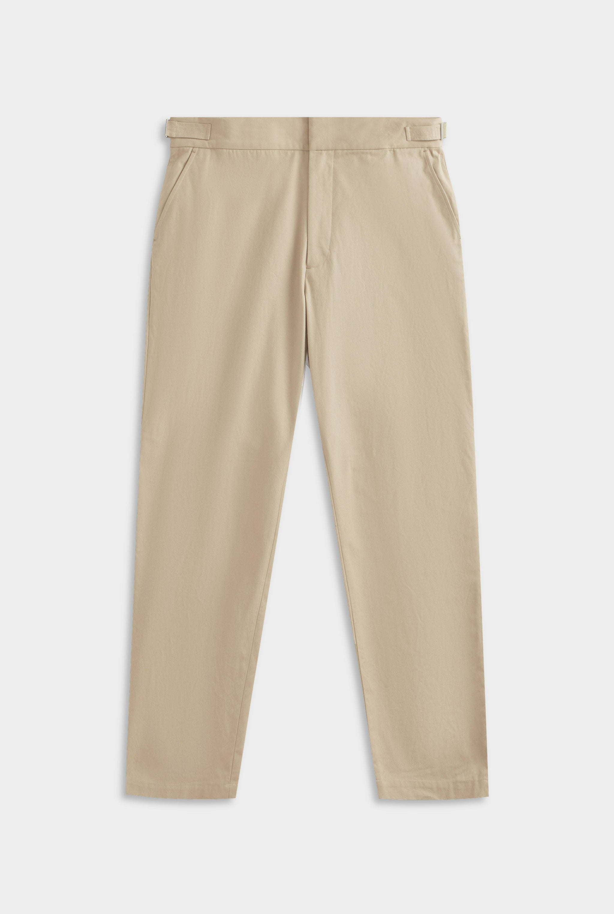 Classic Cotton Side Tab Trouser - Pale Khaki
