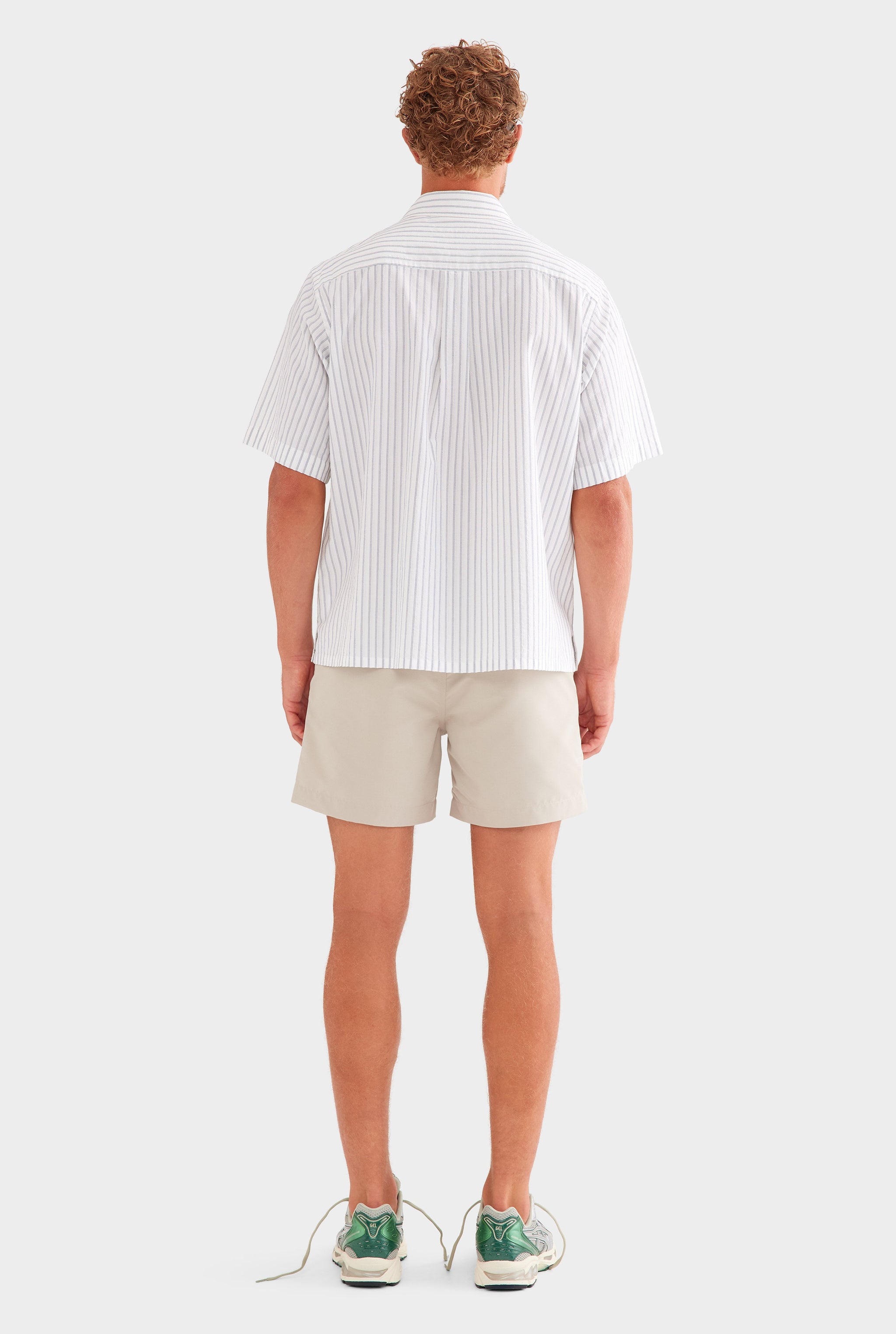 Oversized Stripe Short Sleeve Shirt - Off White/Navy Stripe