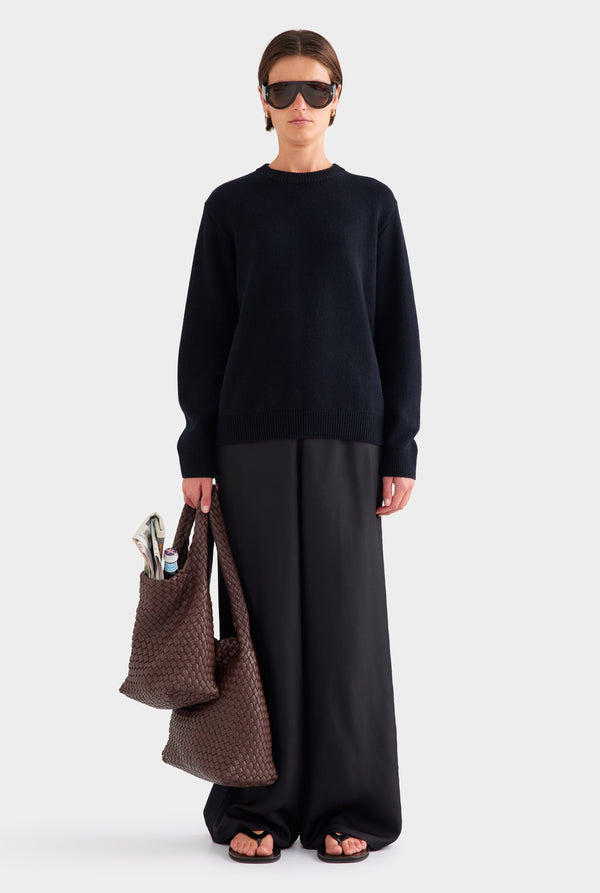 Oversized Wool Cashmere Sweater - Black