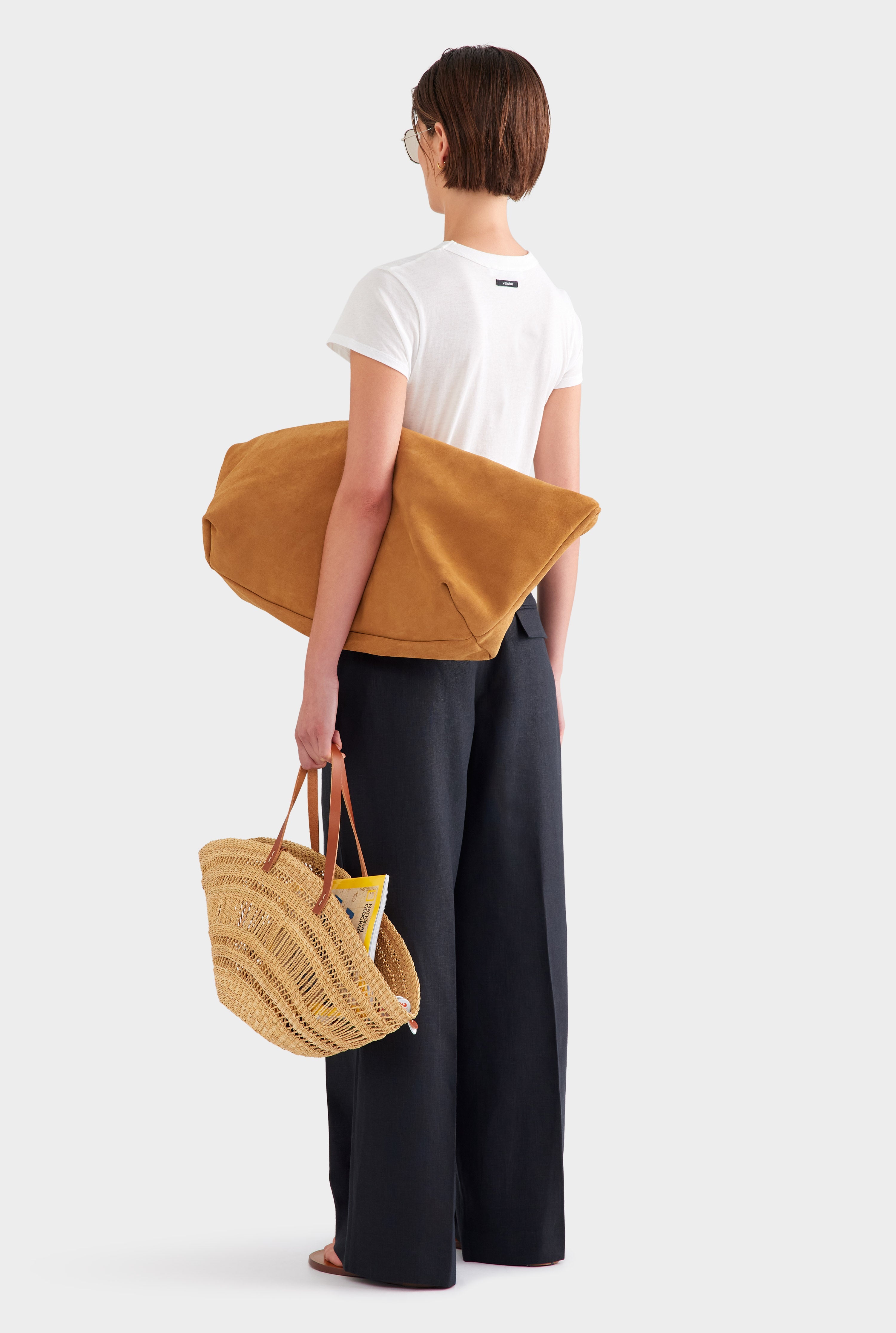 Heavyweight Panelled Linen Pant - Black