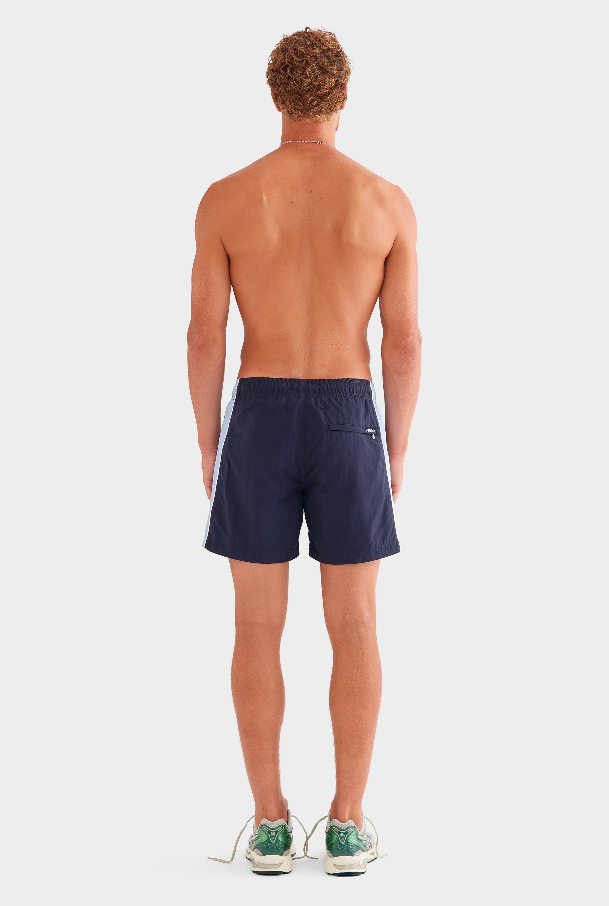 Panelled Swim Short - Dark Chocolate/Powder Blue/Navy