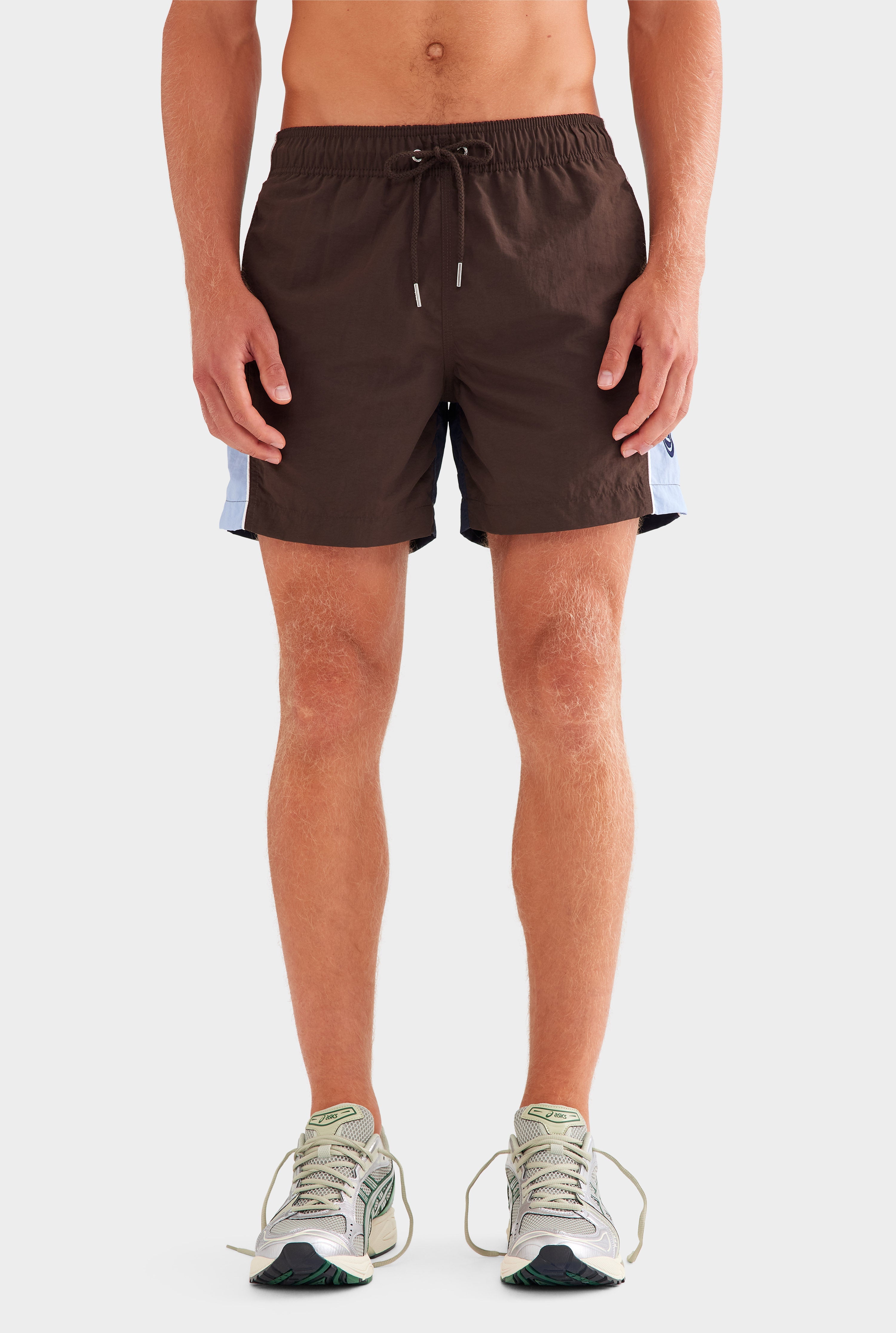 Panelled Swim Short - Dark Chocolate/Powder Blue/Navy