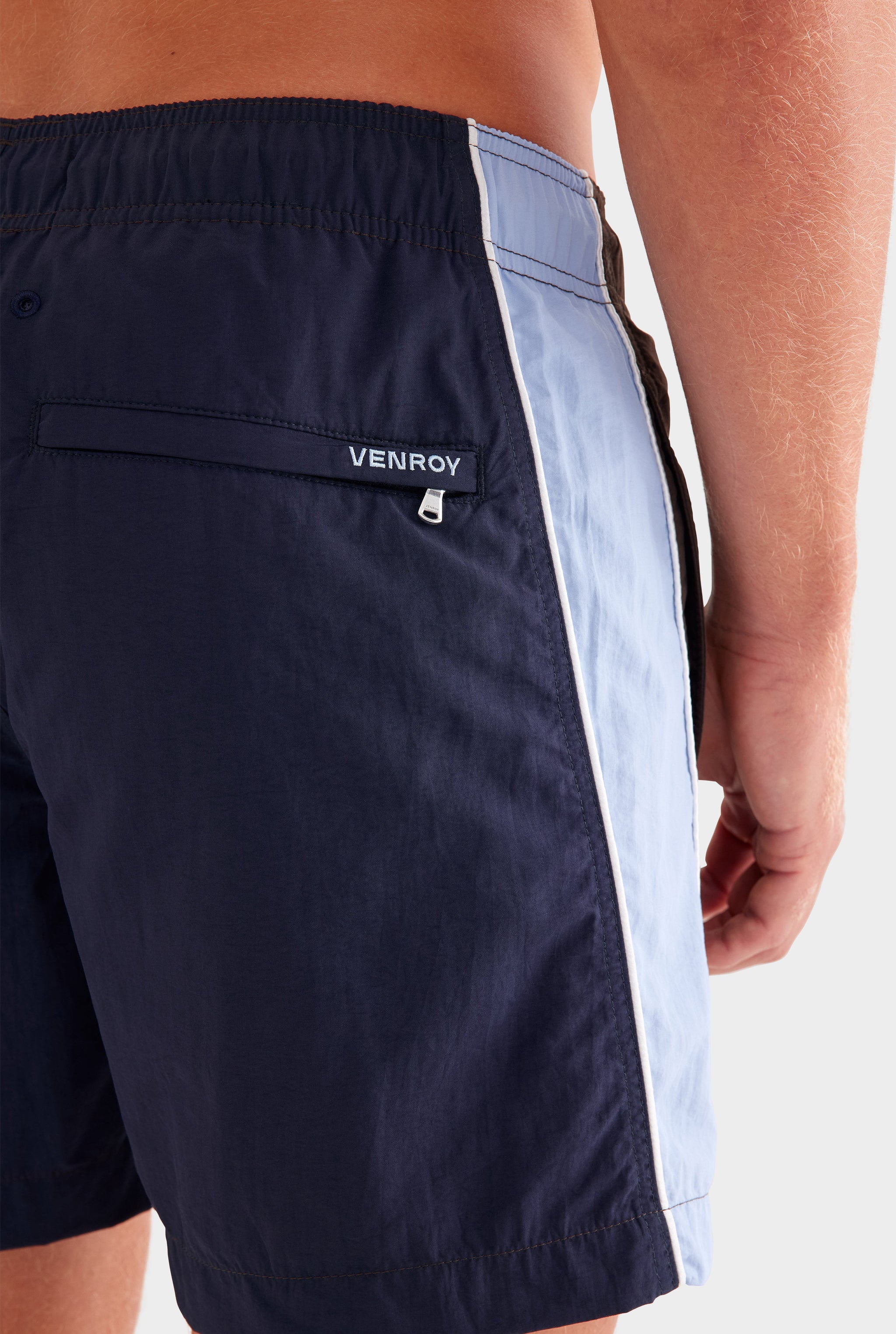 Panelled Swim Short - Dark Chocolate/Powder Blue/Navy