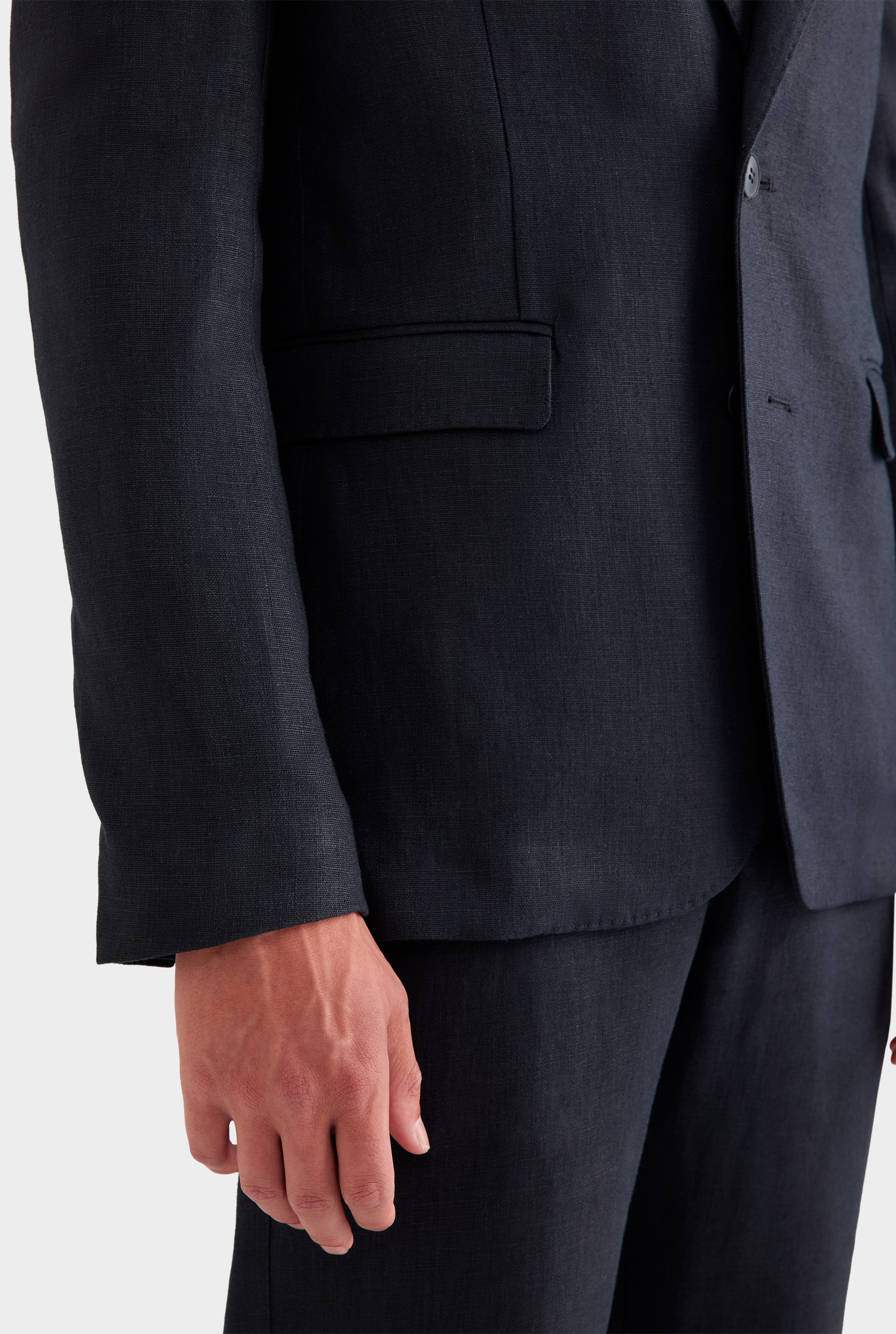Tailored Linen Suit Jacket - Black