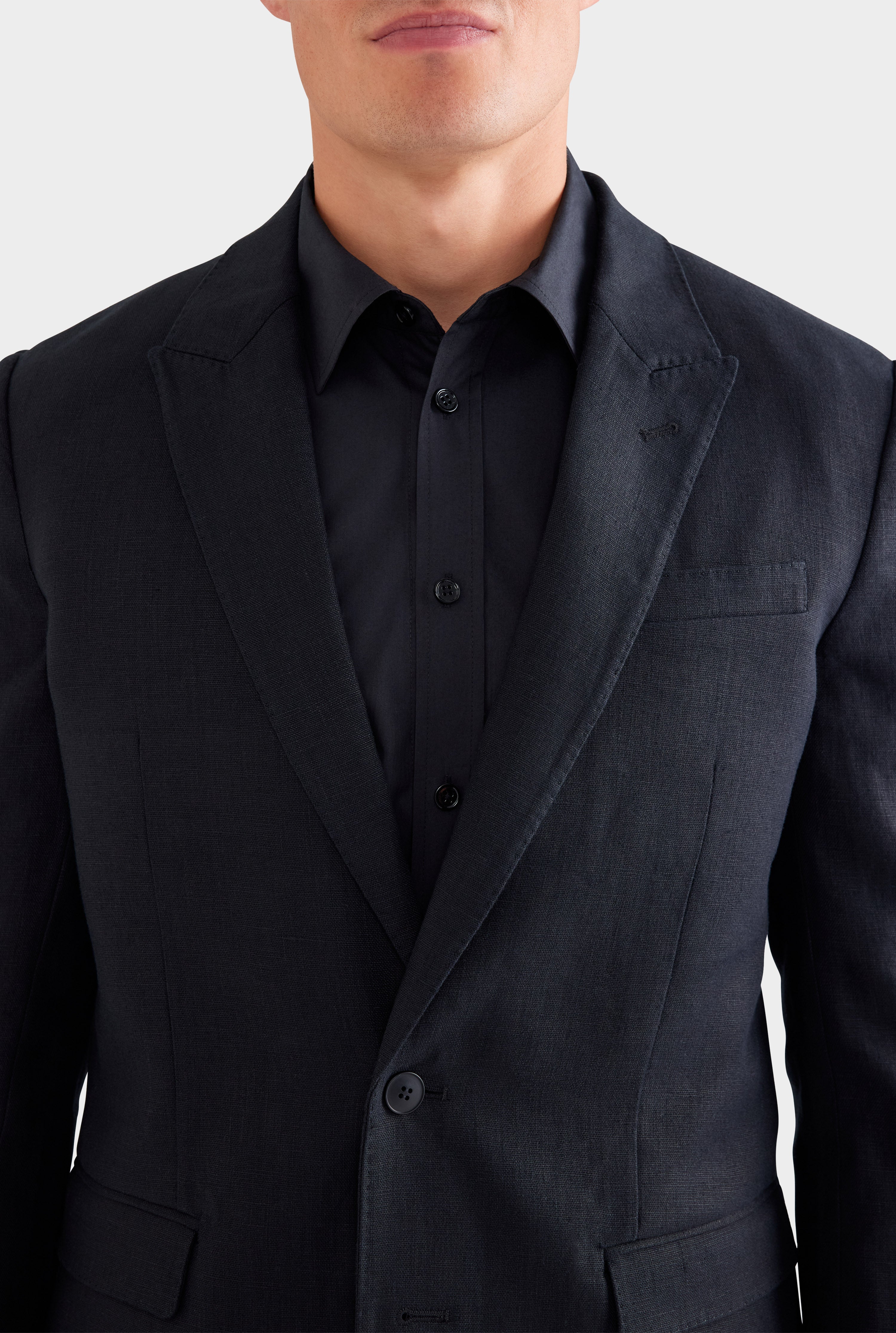 Tailored Linen Suit Jacket - Black
