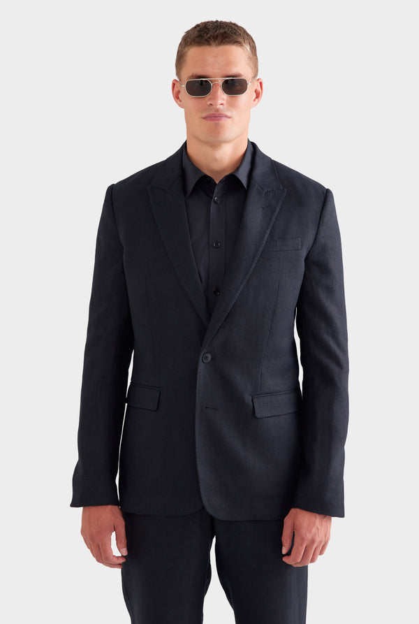 Tailored Linen Suit Jacket - Black