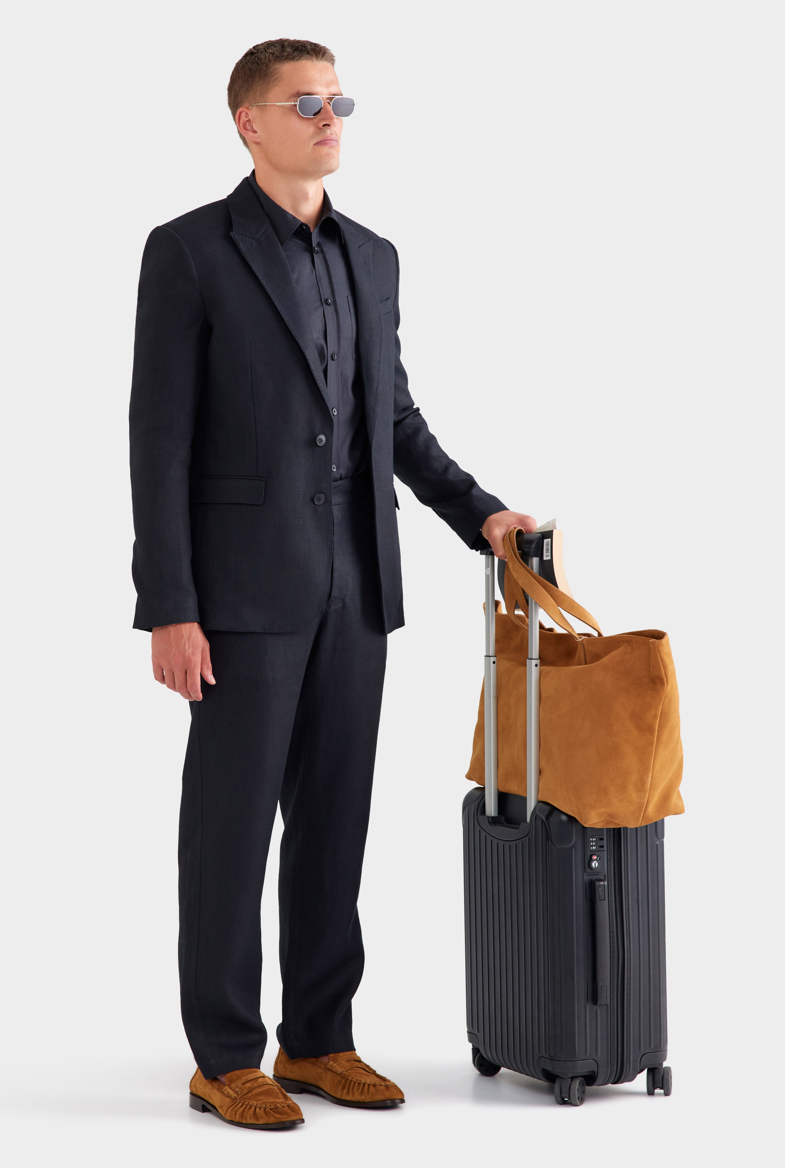 Tailored Linen Suit Jacket - Black