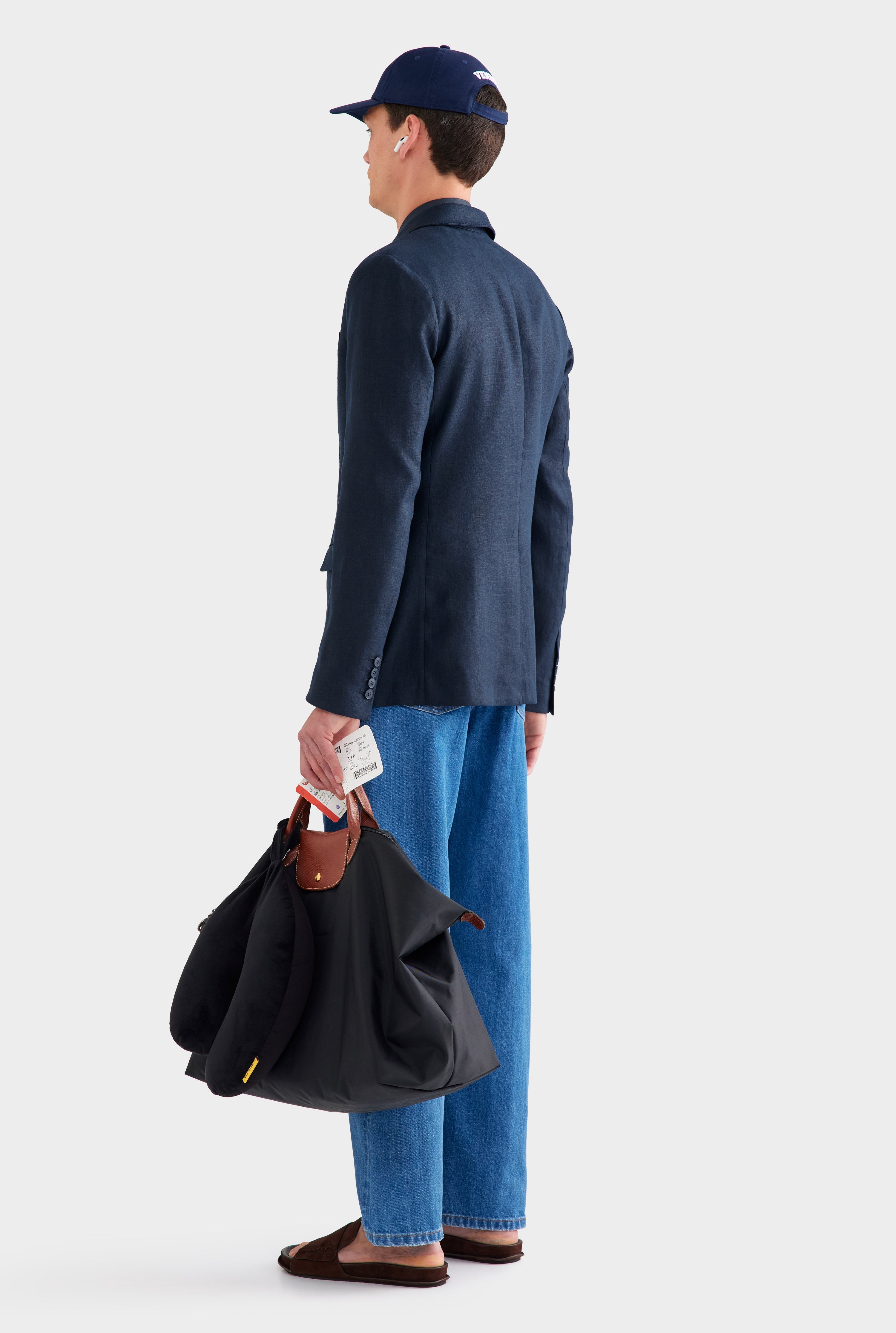 Tailored Linen Suit Jacket - Navy
