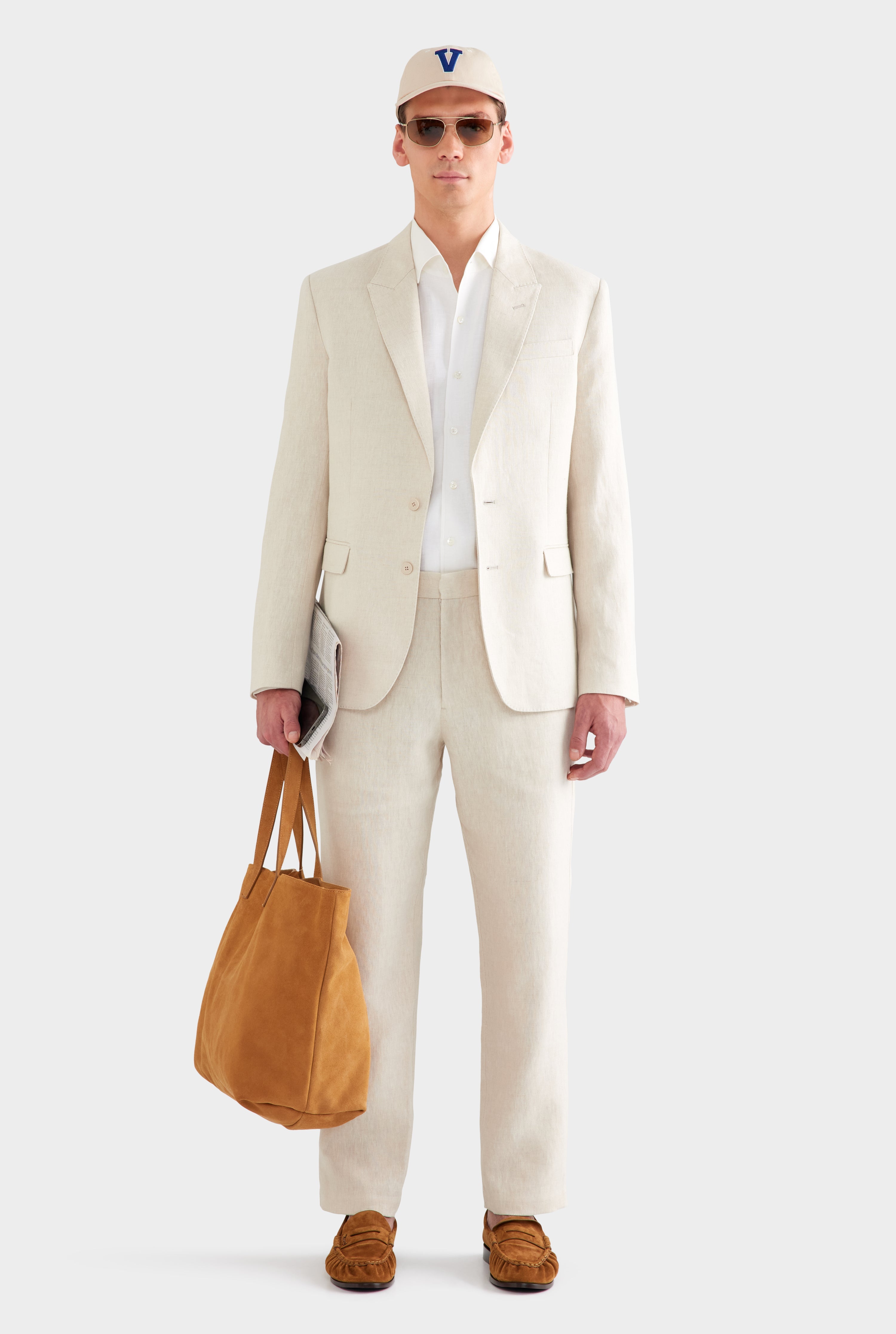 Tailored Linen Suit Jacket - Sand
