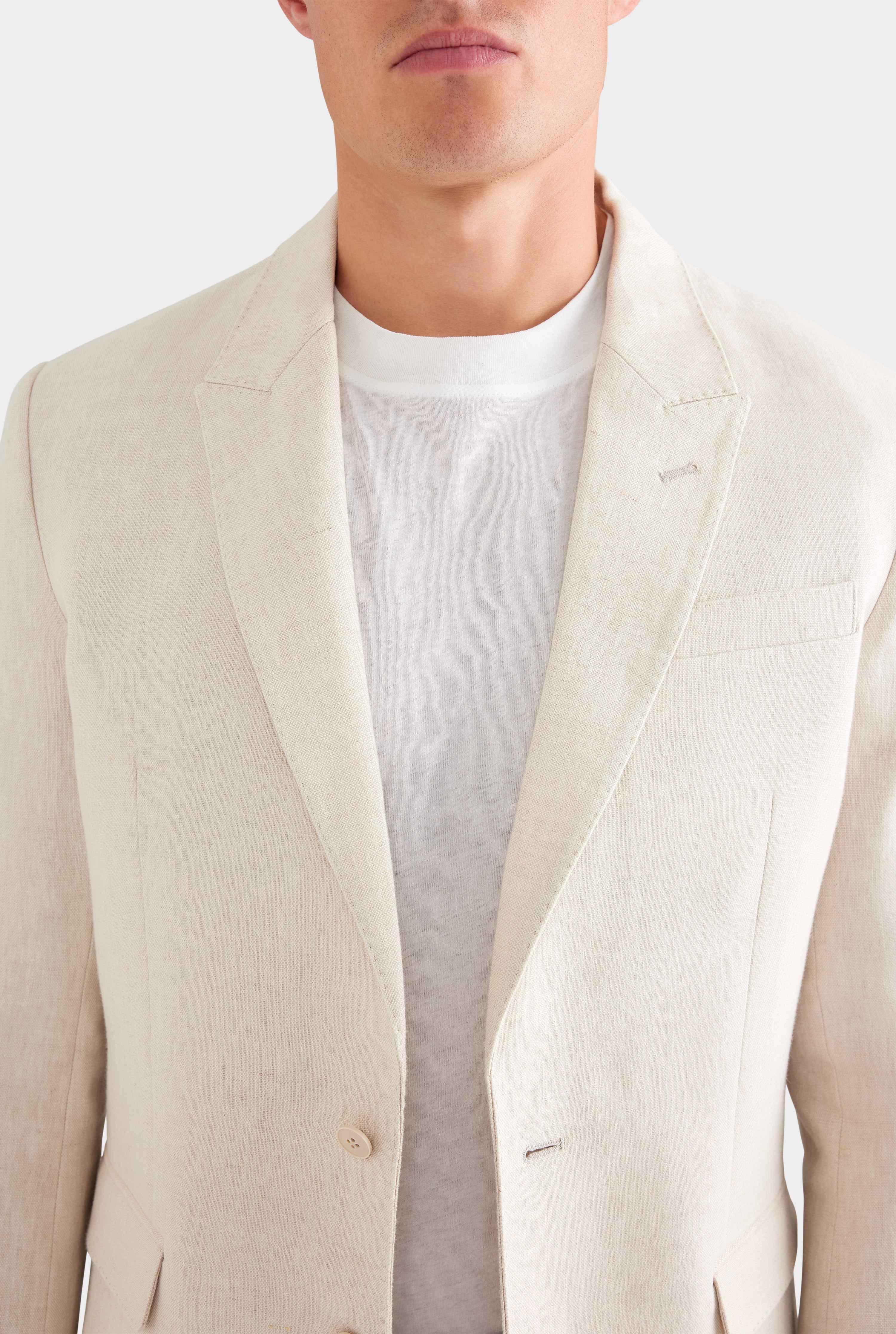Tailored Linen Suit Jacket - Sand
