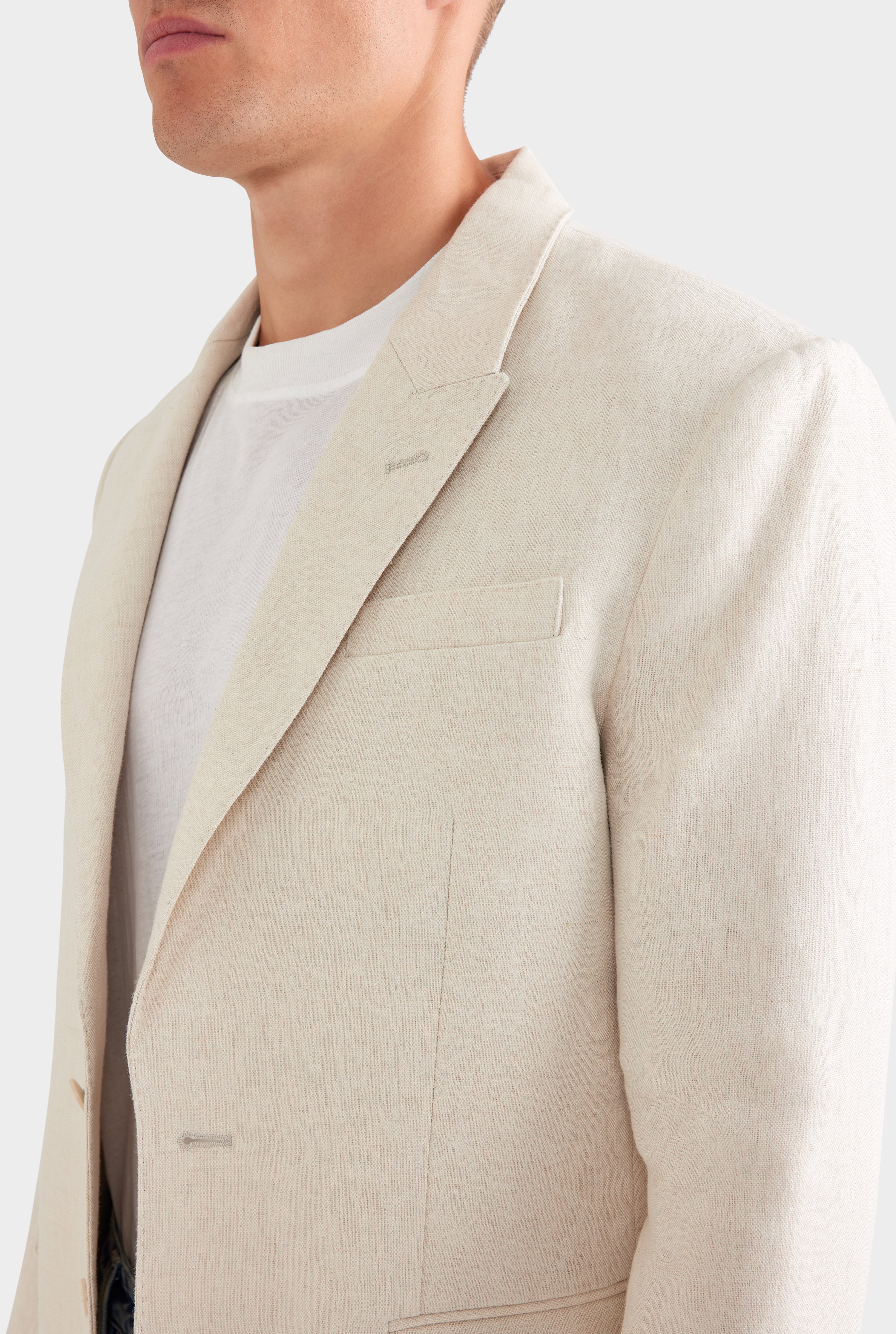 Tailored Linen Suit Jacket - Sand