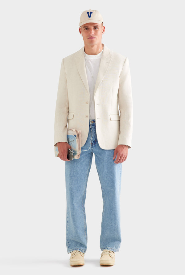 Tailored Linen Suit Jacket - Sand