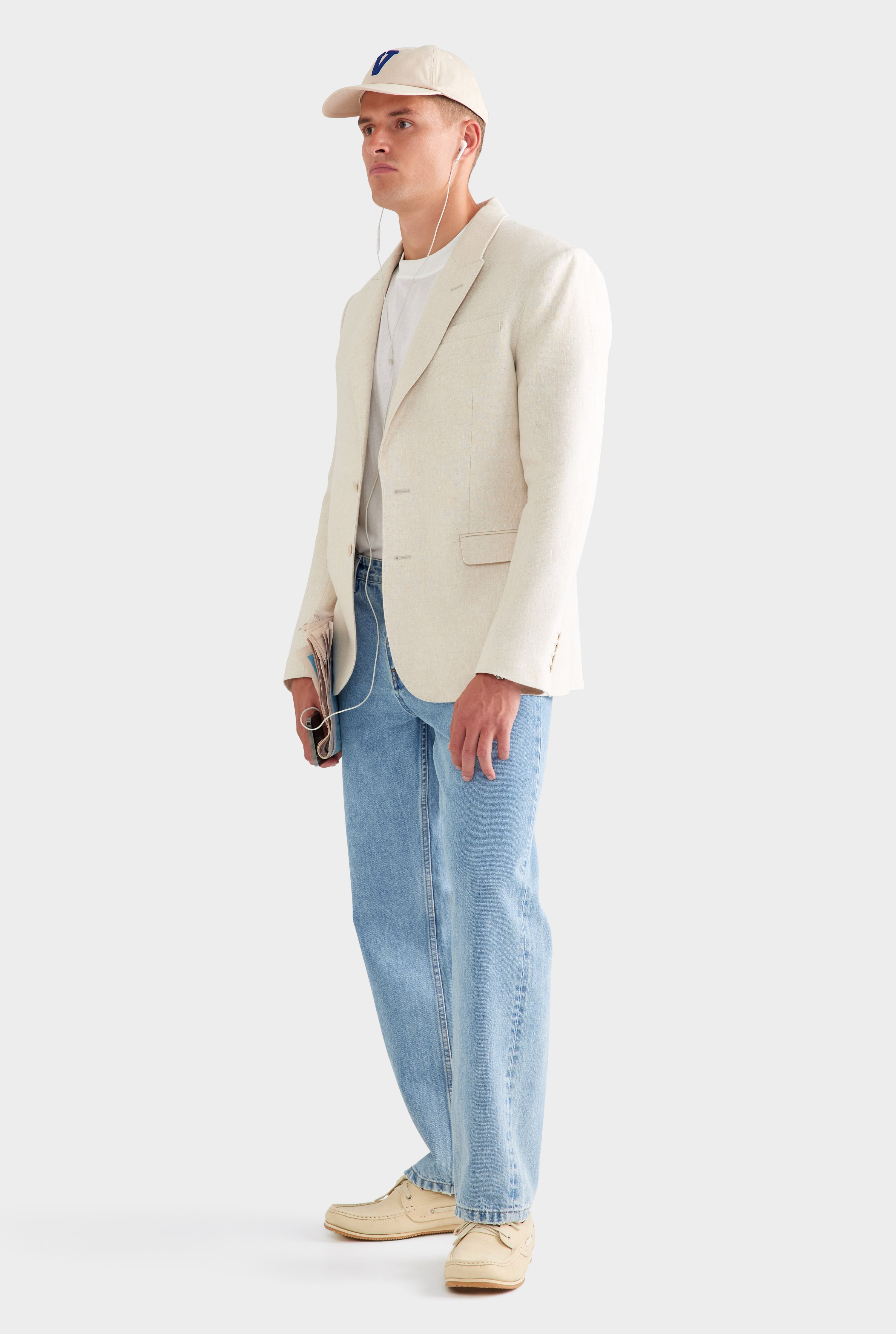 Tailored Linen Suit Jacket - Sand