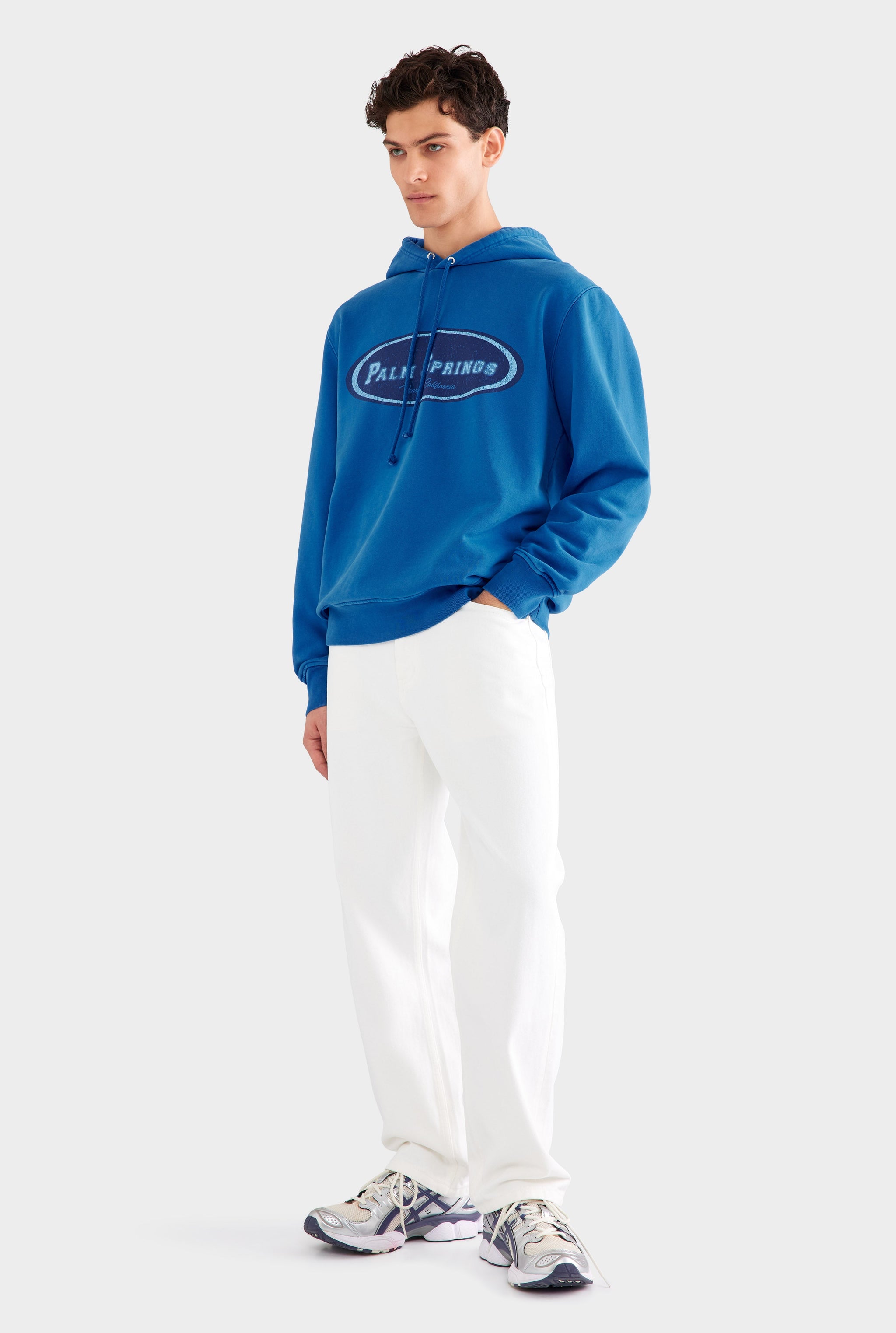 Pigment Dyed Fleece Track Hoodie - Cobalt Blue