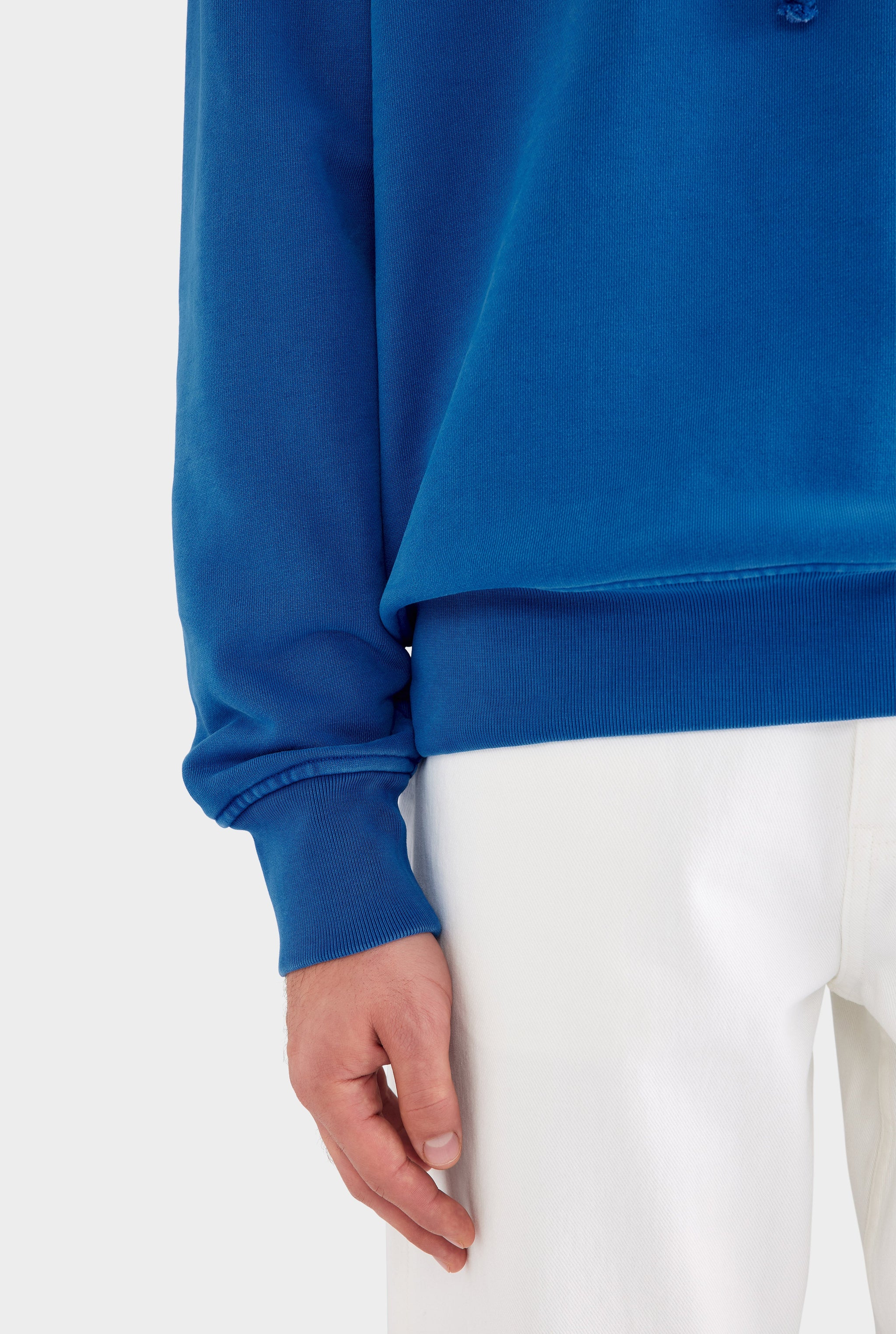 Pigment Dyed Fleece Track Hoodie - Cobalt Blue