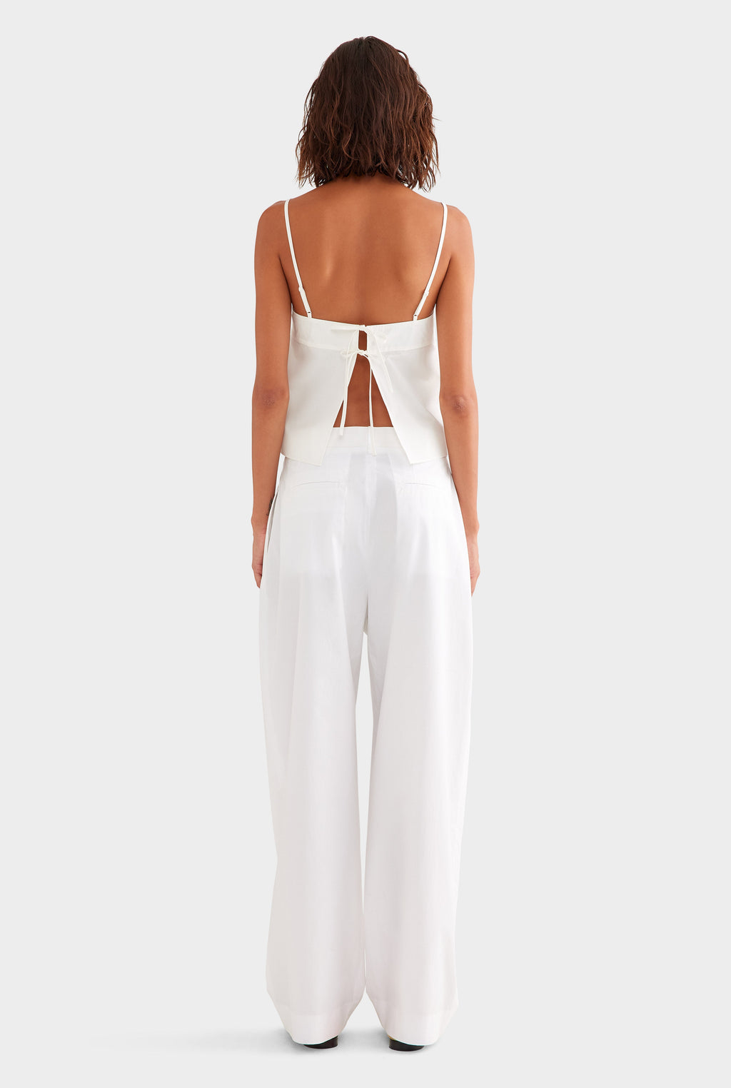 Pintuck Cotton Poplin Cami - White