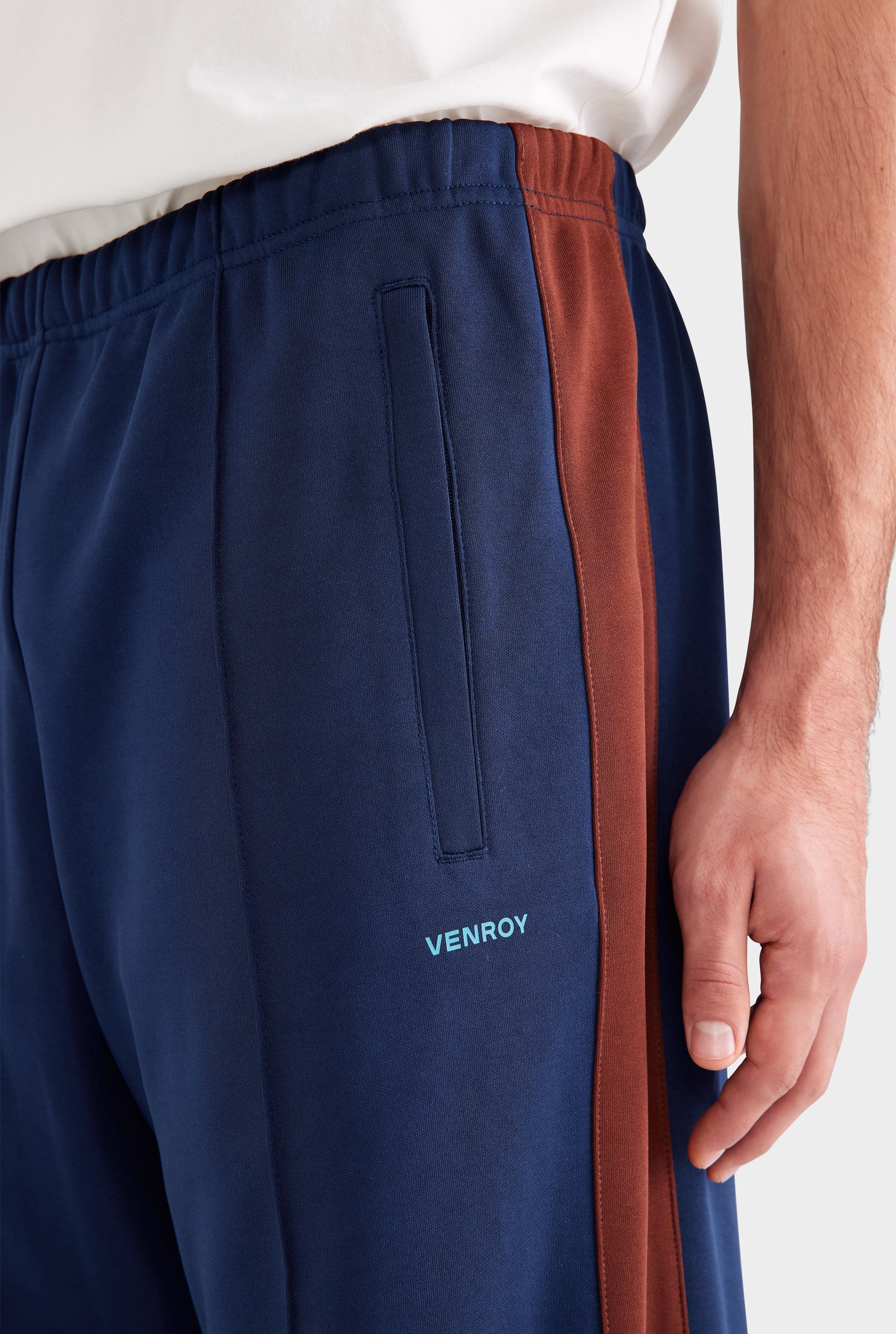 Jersey Track Pant - Navy Blue/Chocolate