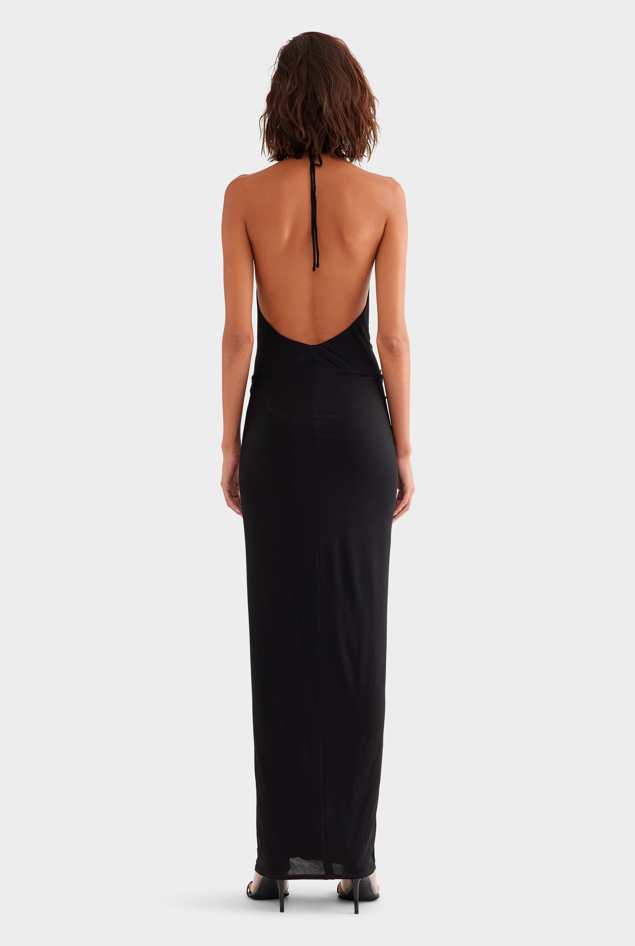 Plunge Jersey Twist Maxi Dress - Black