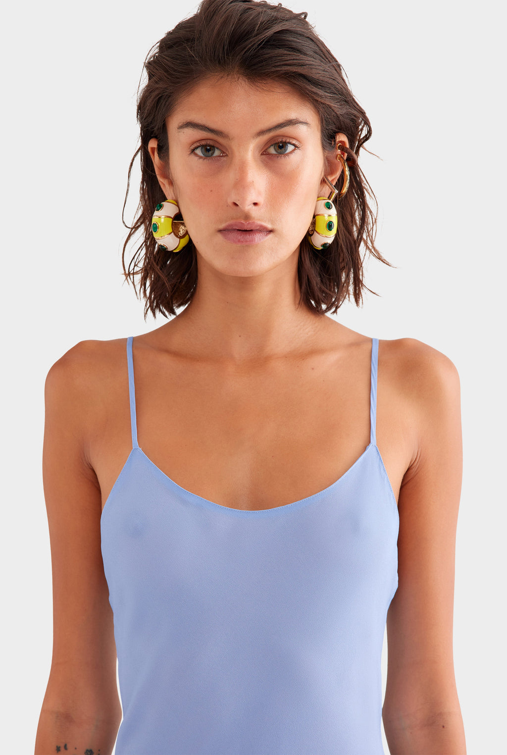 Printed Slip Dress - Powder Blue Blurred Floral