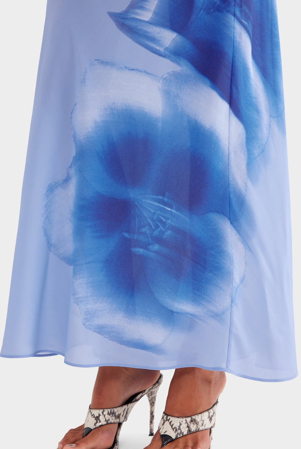 Printed Slip Dress - Powder Blue Blurred Floral