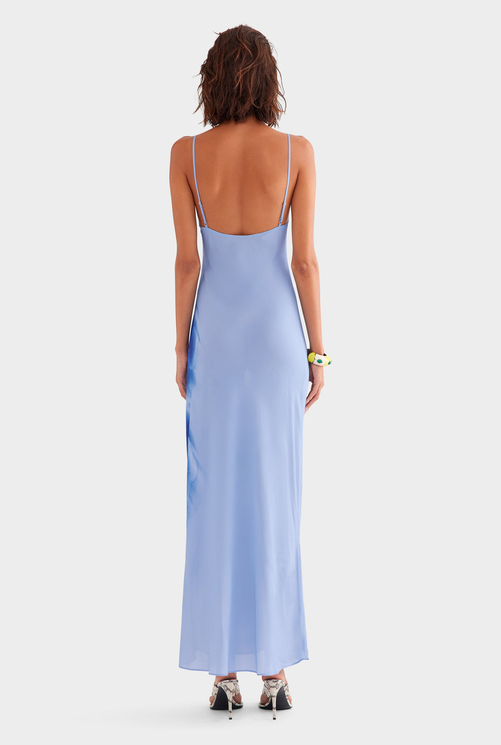 Printed Slip Dress - Powder Blue Blurred Floral