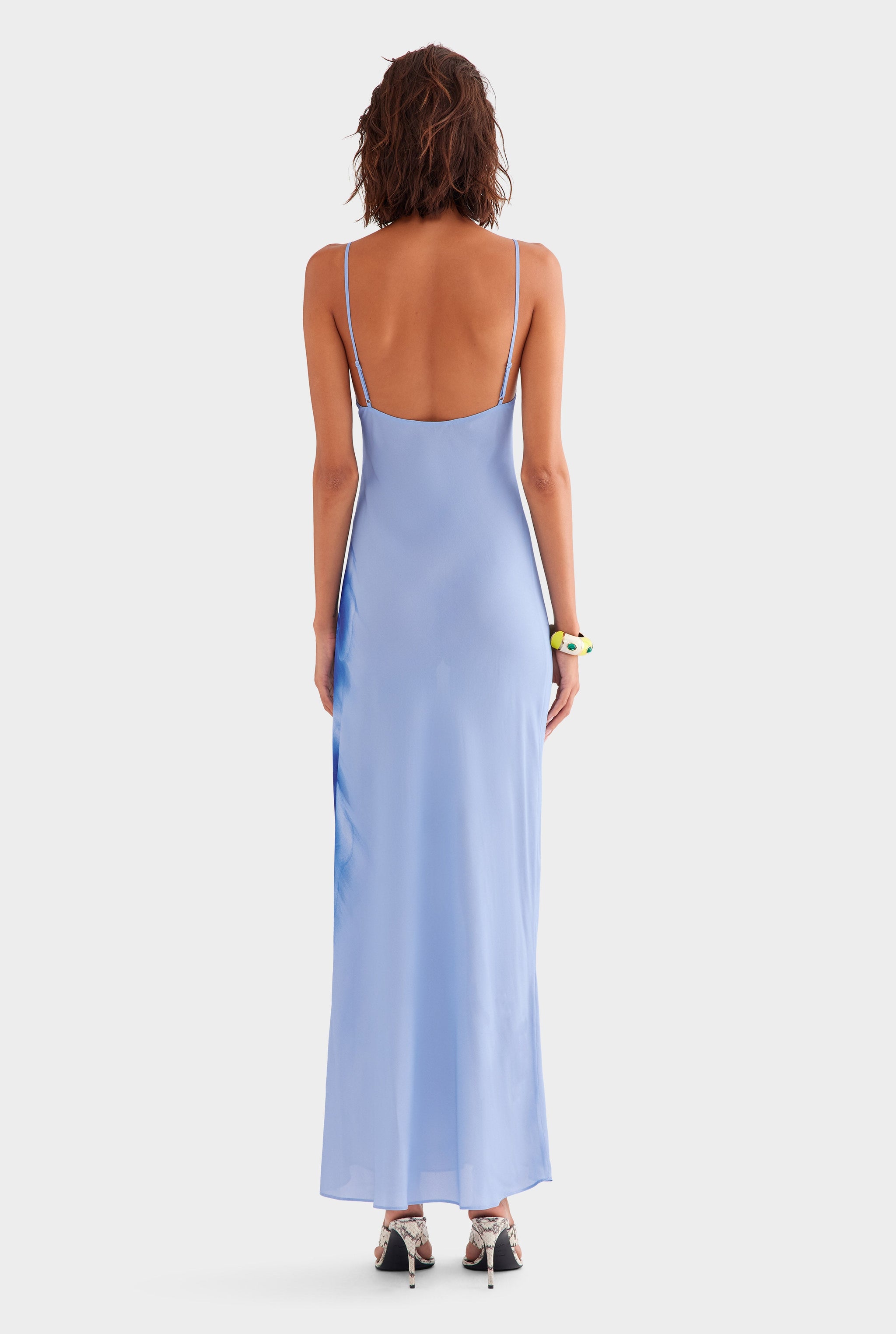 Printed Slip Dress - Powder Blue Blurred Floral