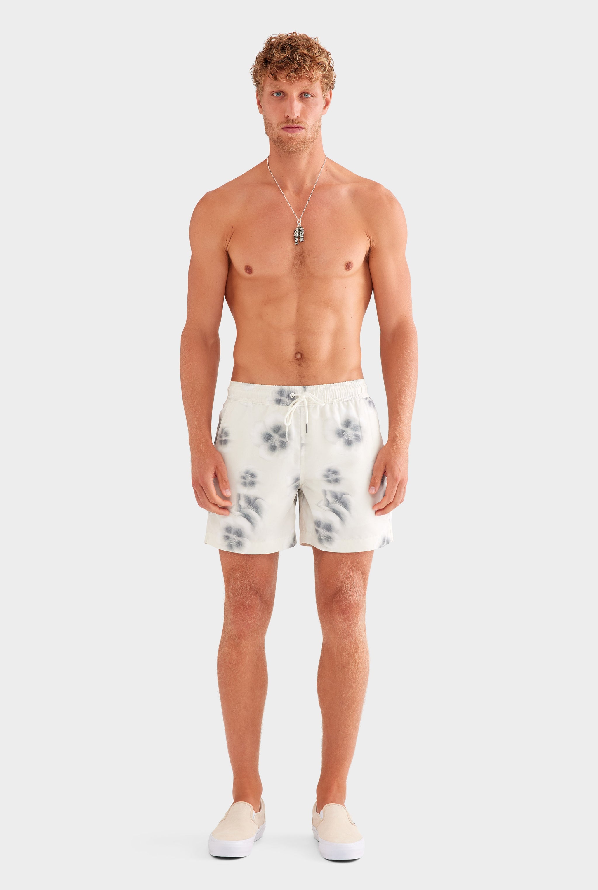 Printed Swim Short - Natural Blurred Floral