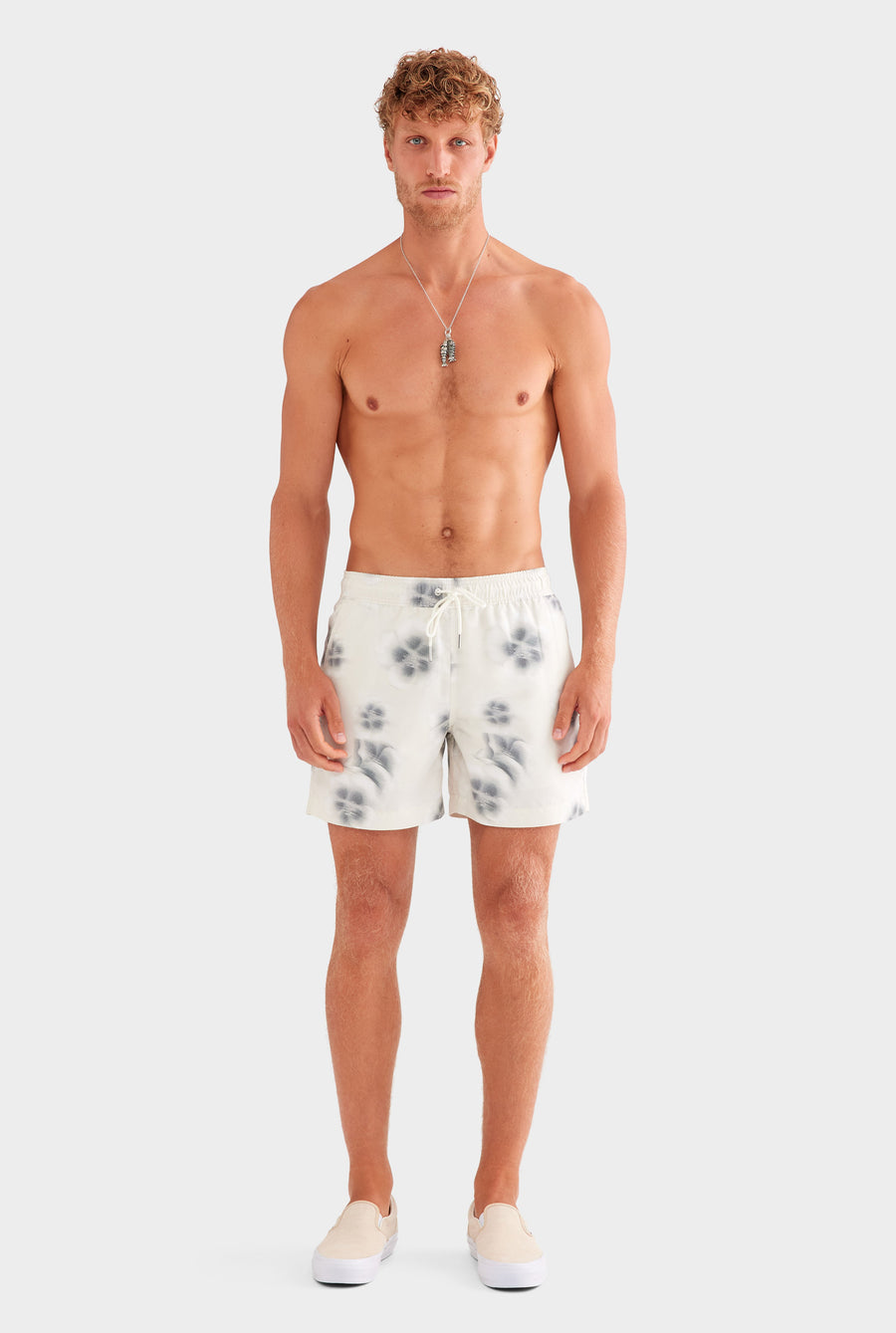 Printed Swim Short - Natural Blurred Floral
