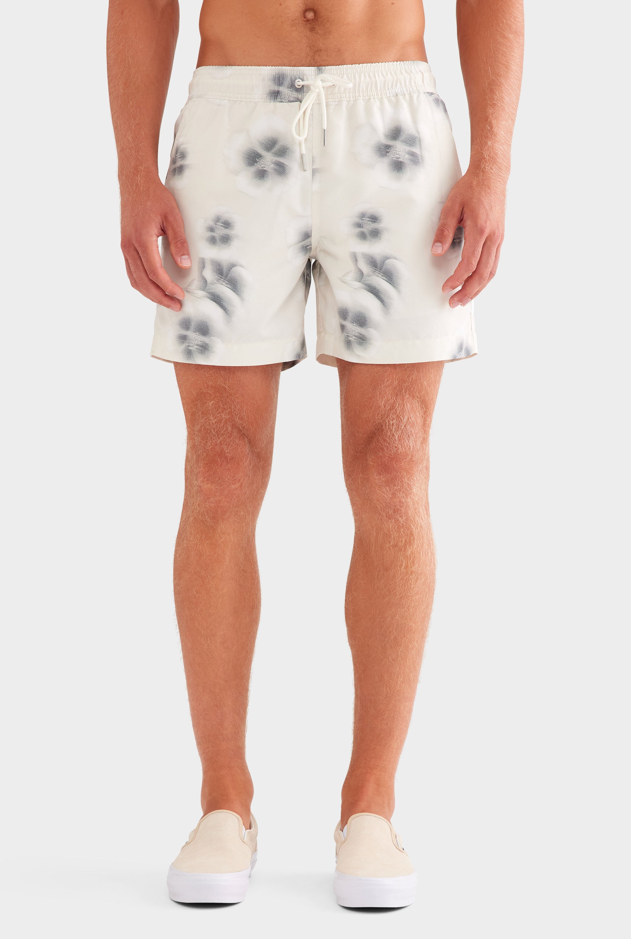 Printed Swim Short - Natural Blurred Floral