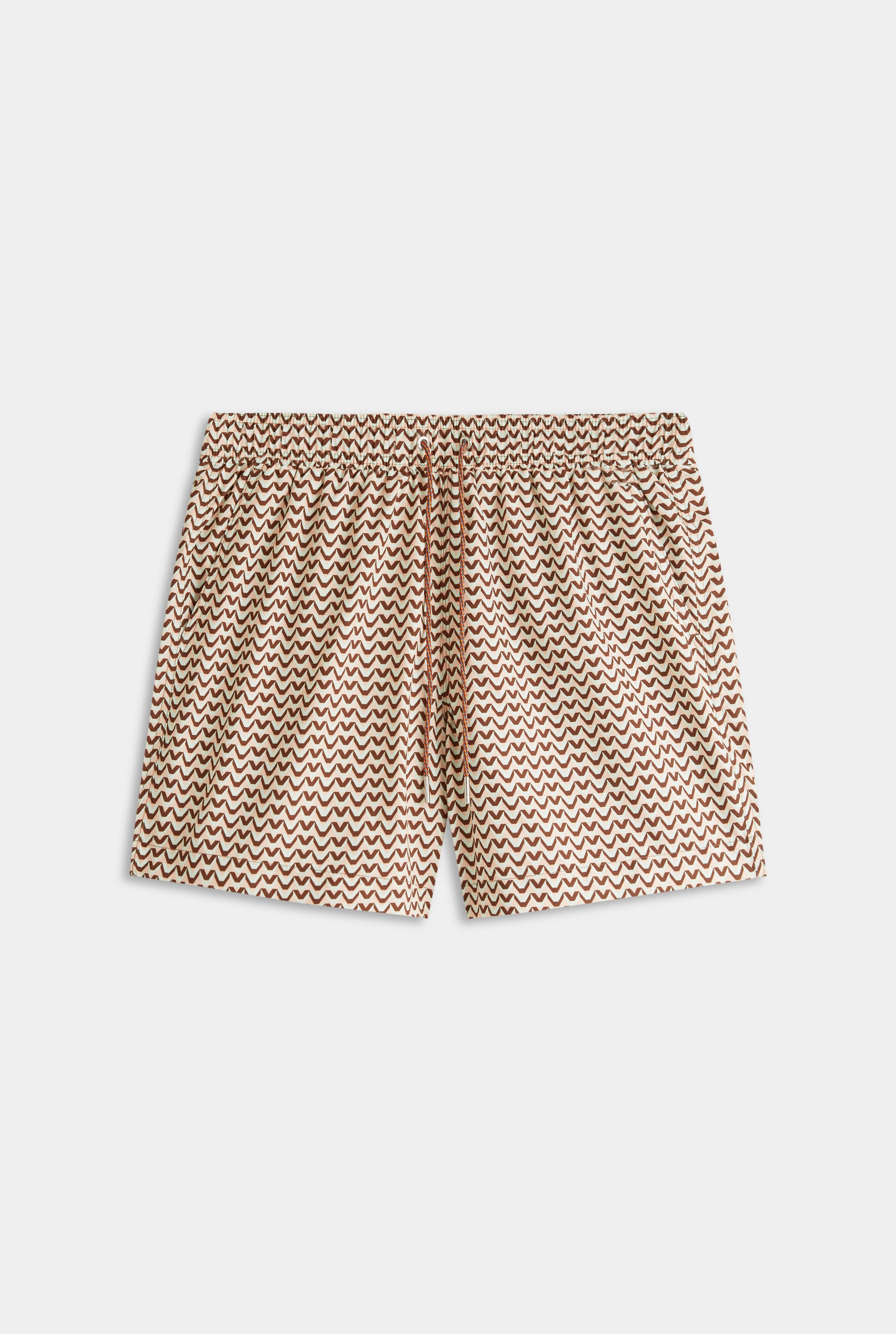 Printed Swim Short - Pale Aqua/Peach/Chocolate V Monogram