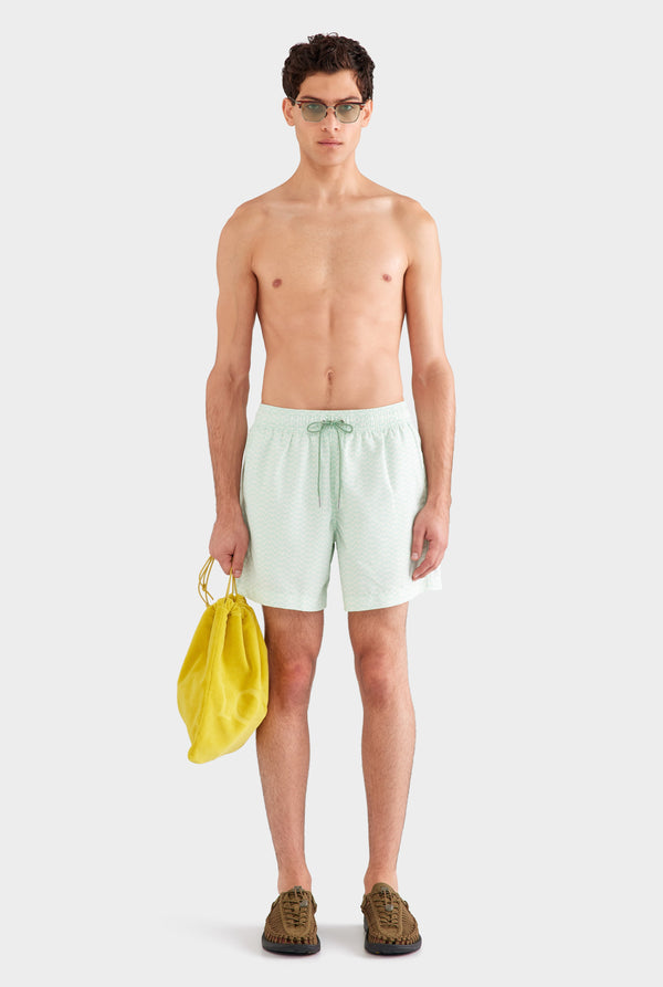 Printed Swim Short - Pale Aqua/Cream V Monogram