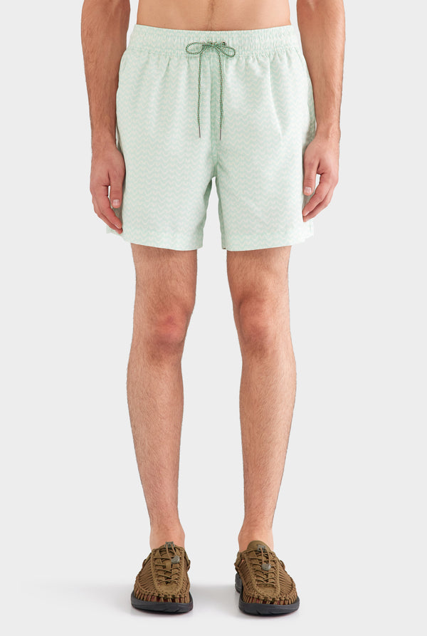Printed Swim Short - Pale Aqua/Cream V Monogram
