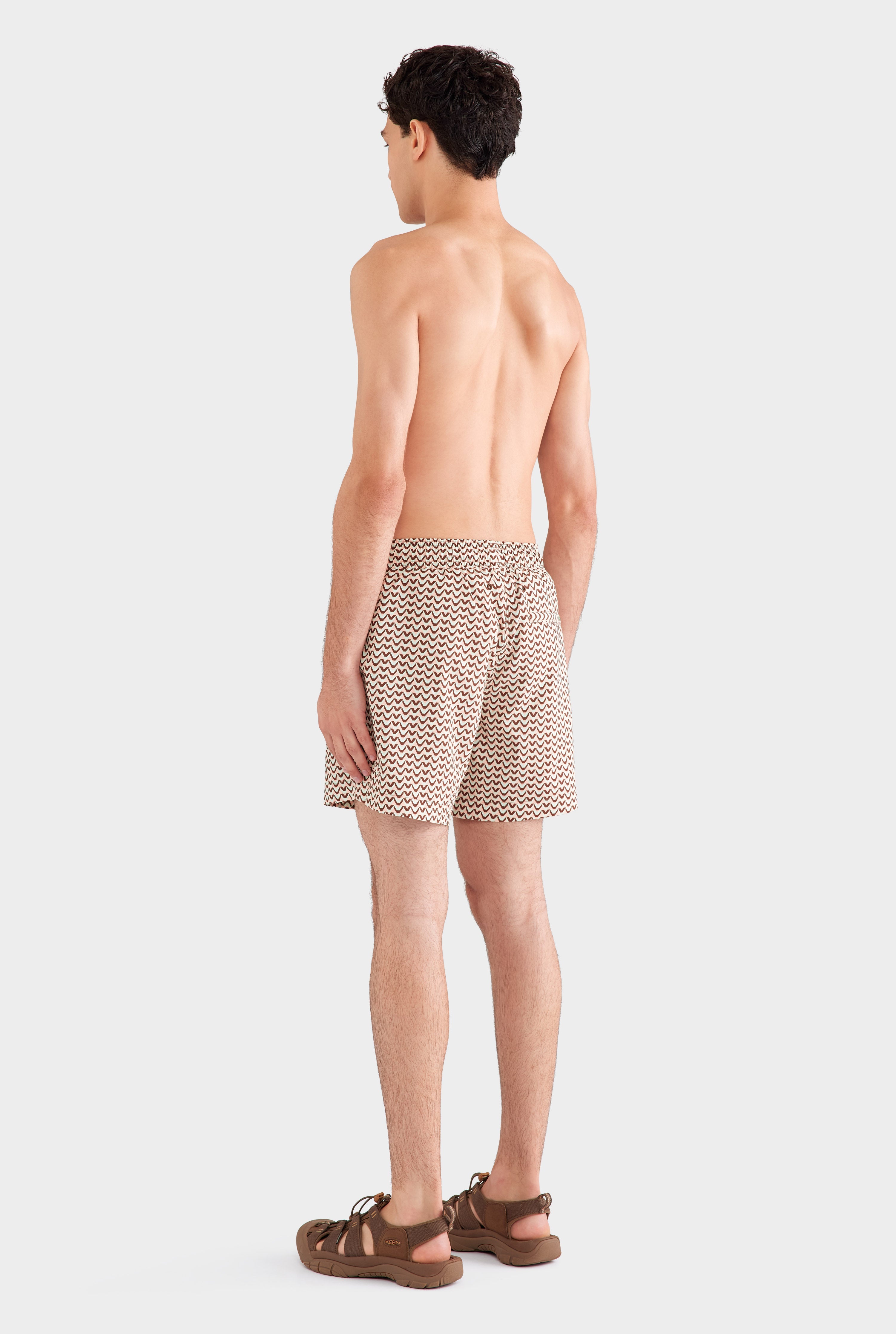 Printed Swim Short - Pale Aqua/Peach/Chocolate V Monogram