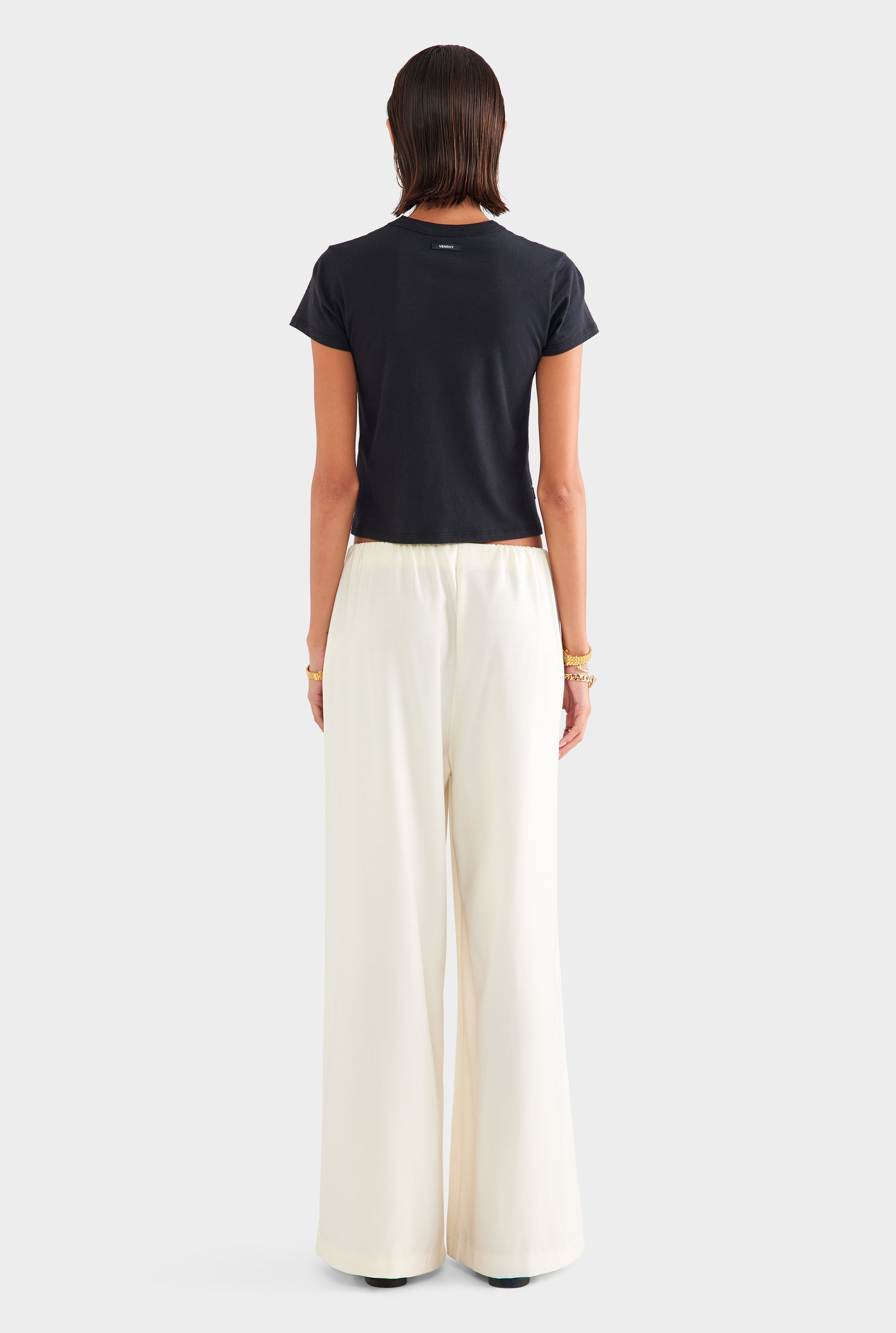 Relaxed Wool Wide Leg Trouser - Cream