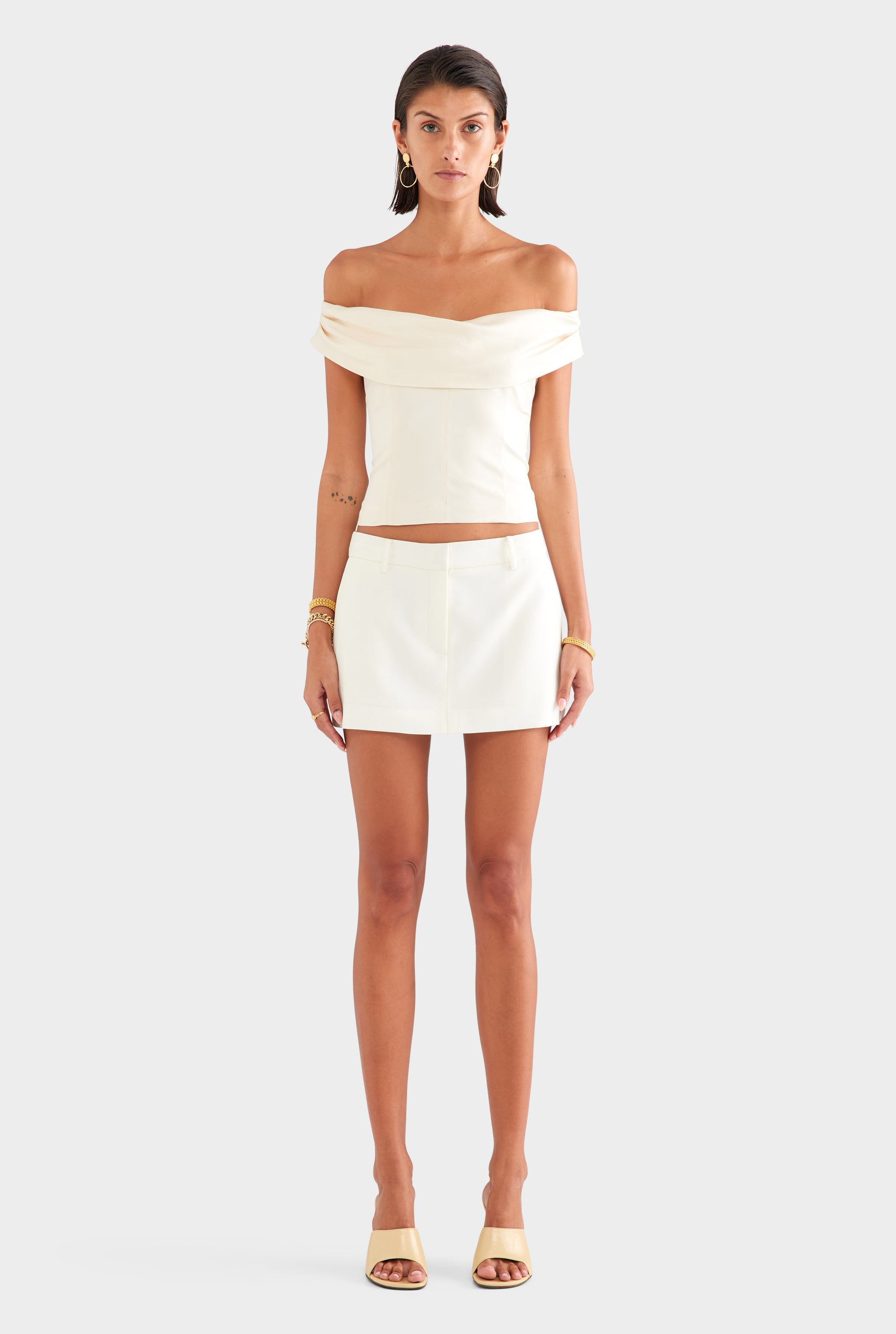 Silk Cowl Neck Bodice - Champagne