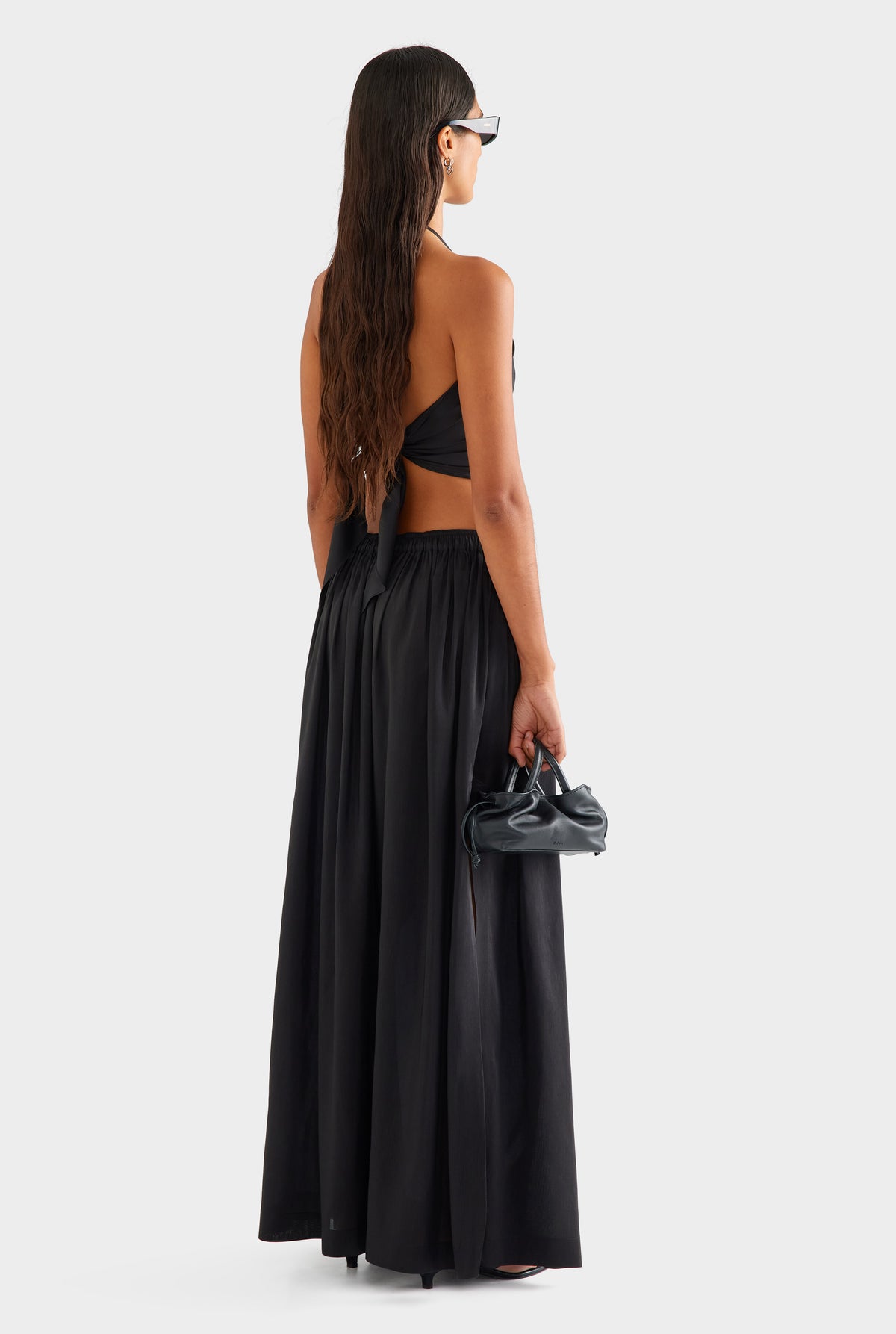 Silk Linen Maxi Skirt - Black
