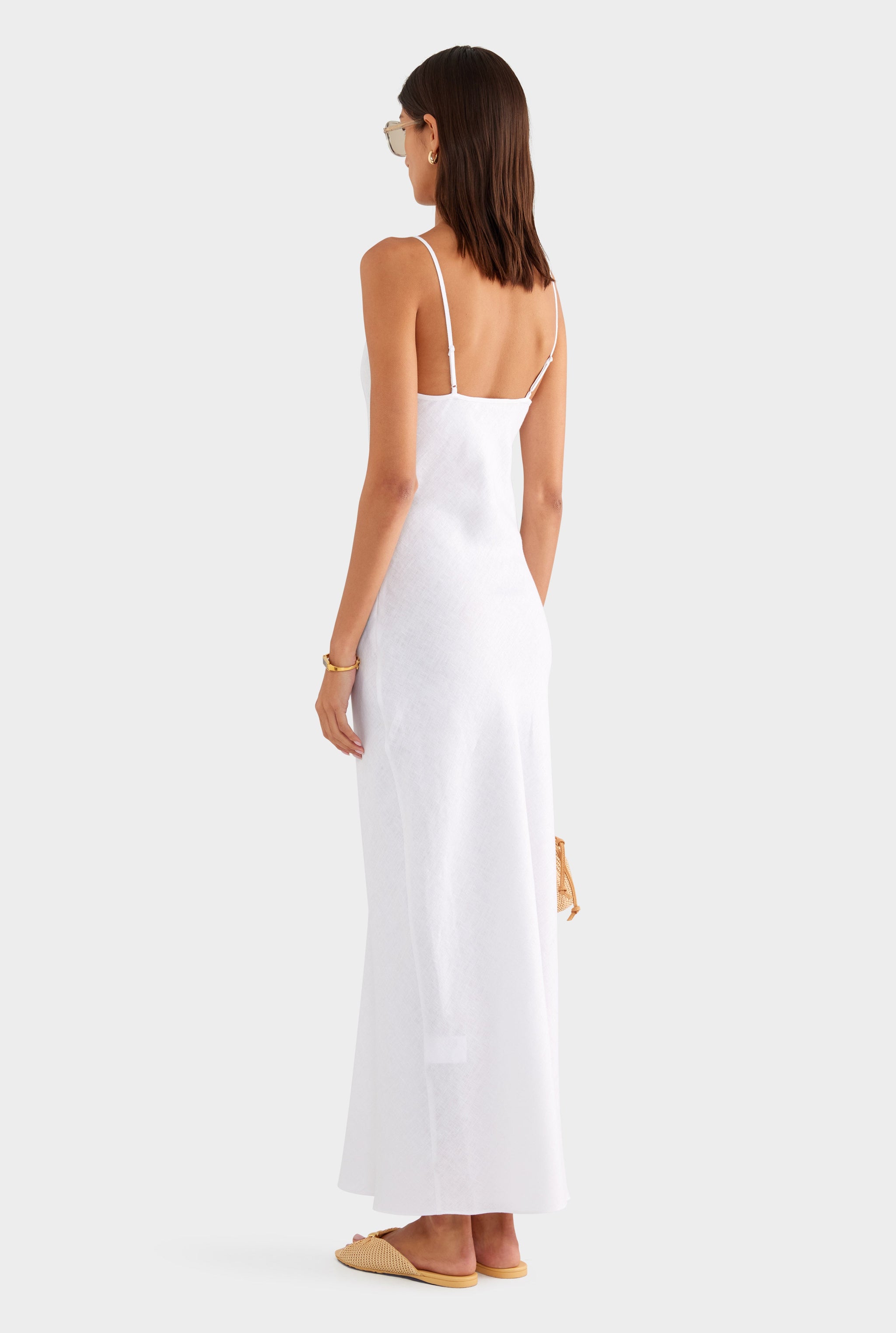 Linen Slip Dress - White
