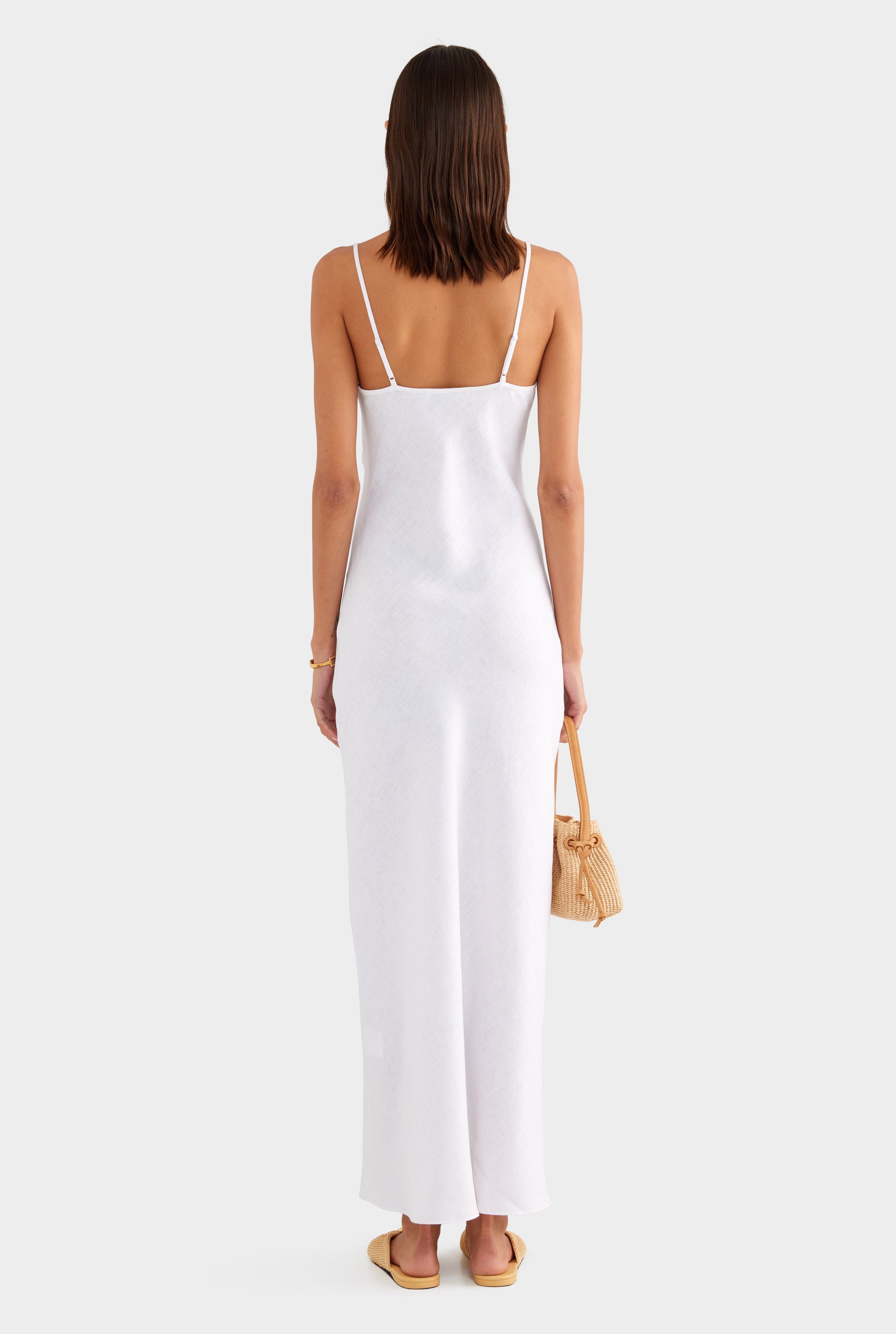 Linen Slip Dress - White