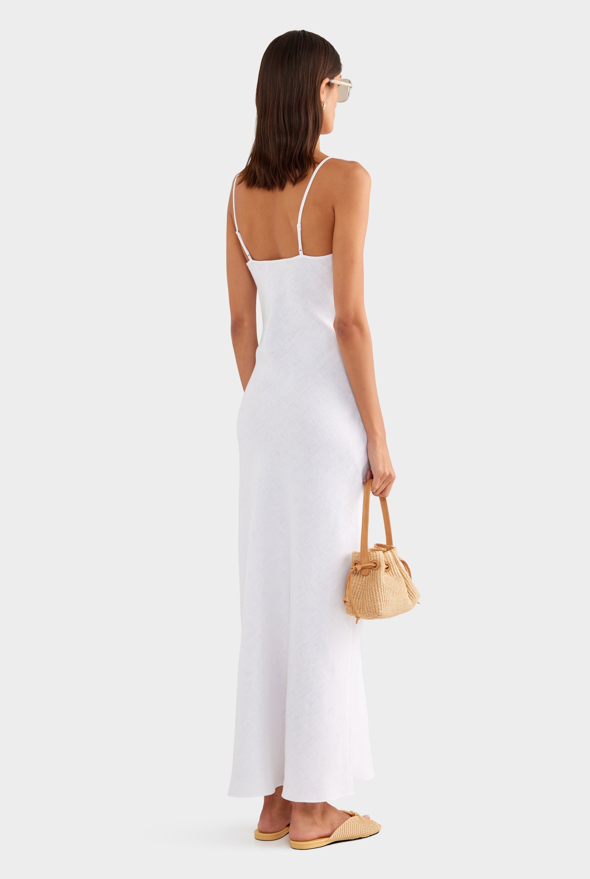 Linen Slip Dress - White
