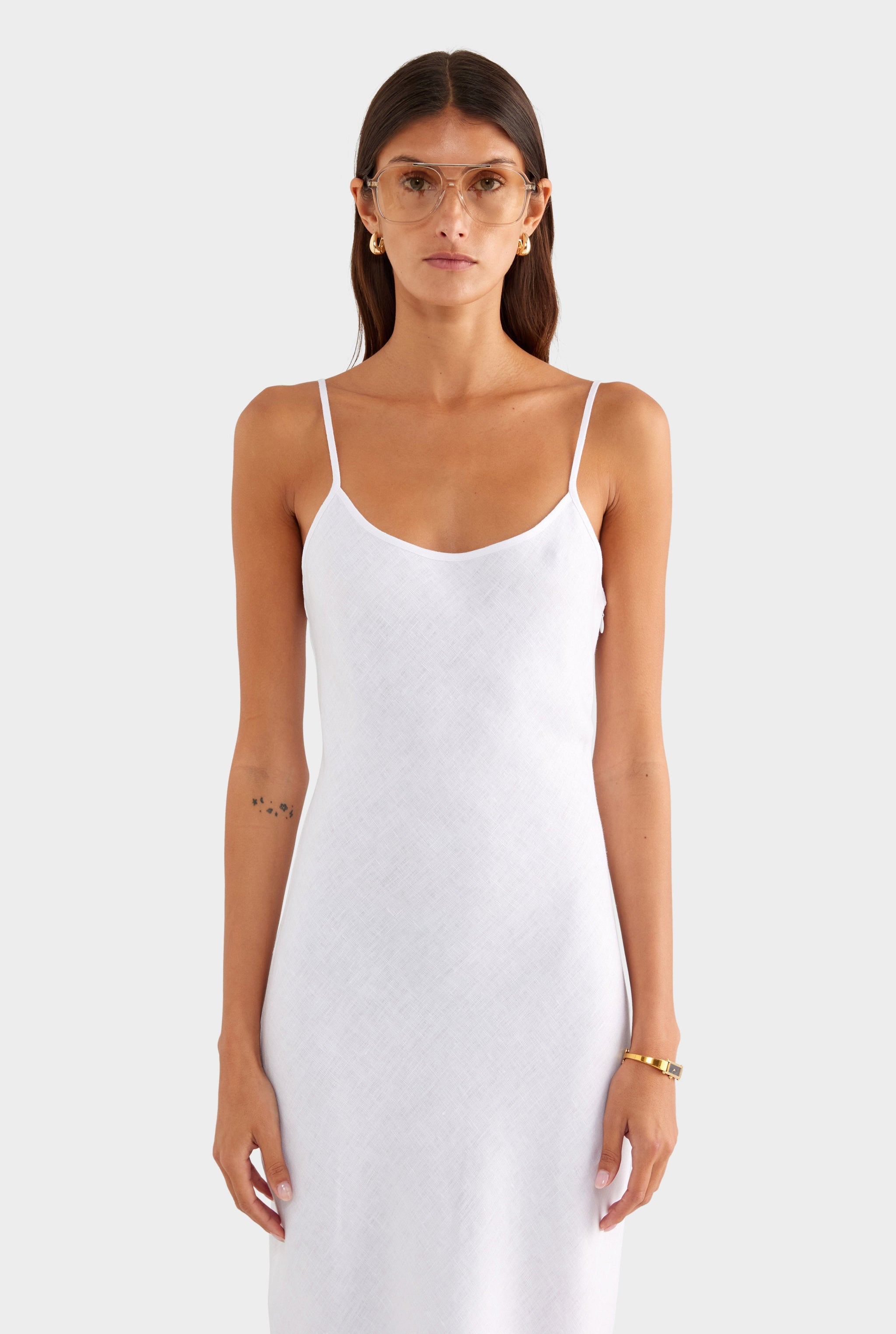 Linen Slip Dress - White