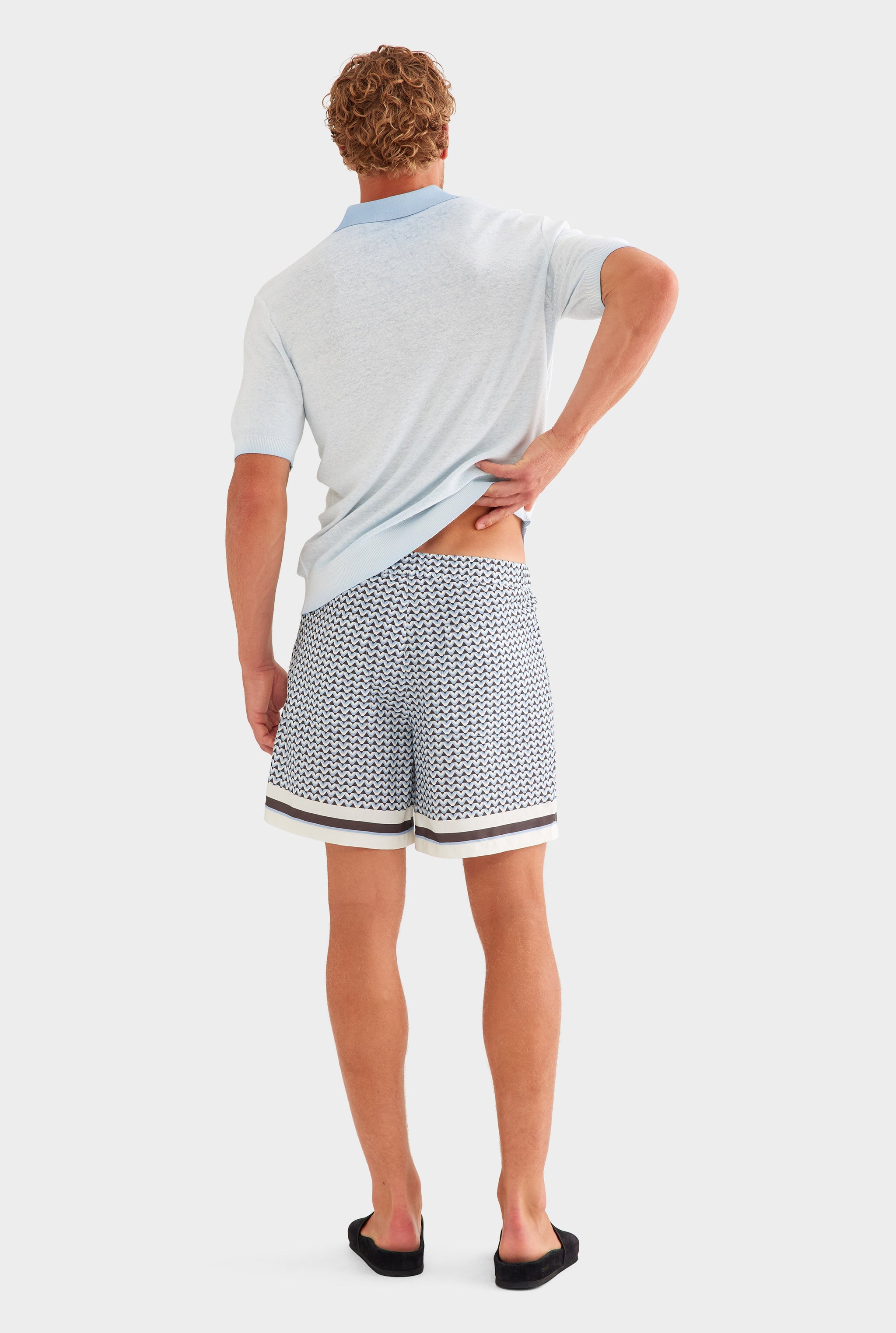 Relaxed Tencel Short - Chocolate/Powder Blue V Monogram