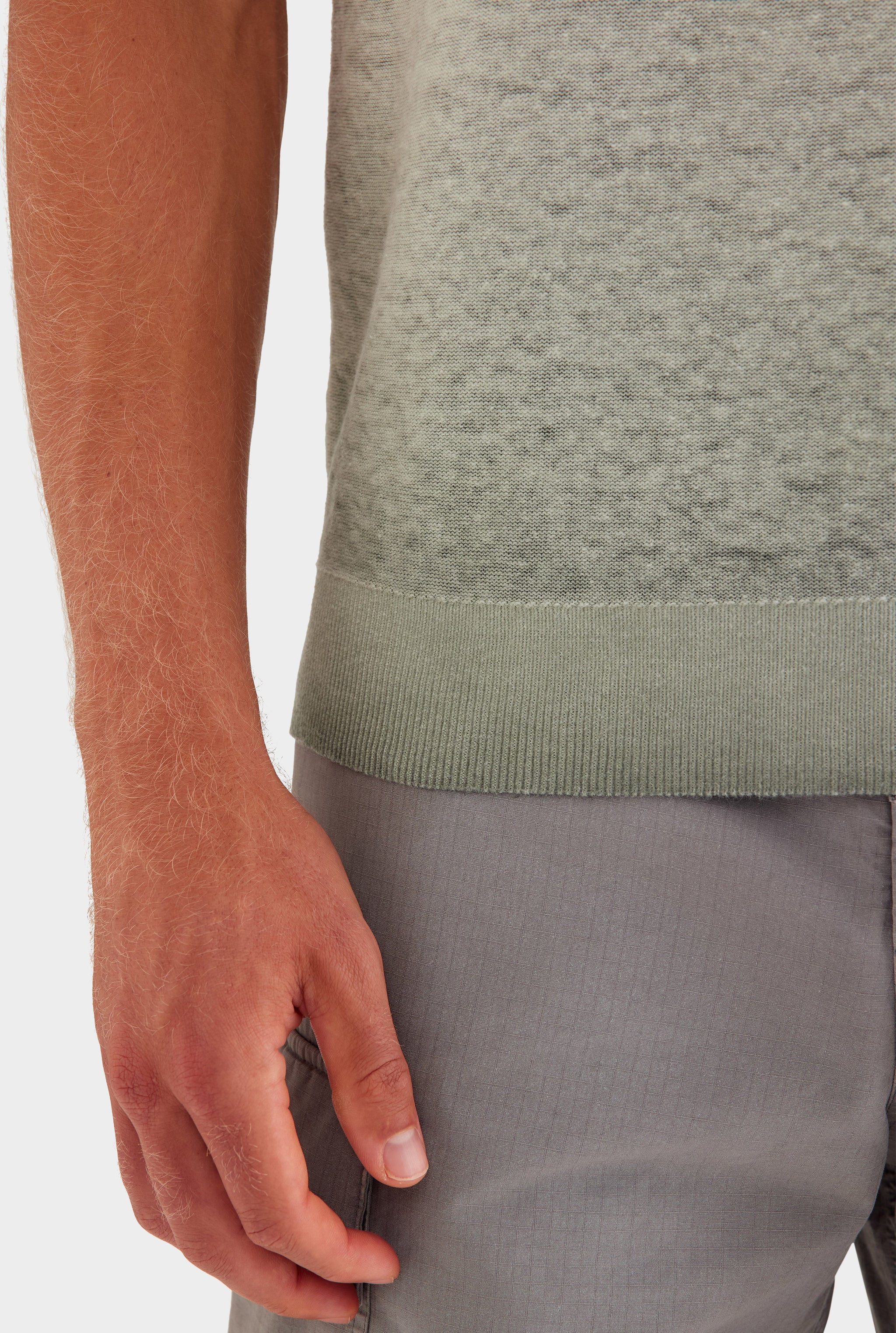Reverse Printed Knit Polo - Washed Olive