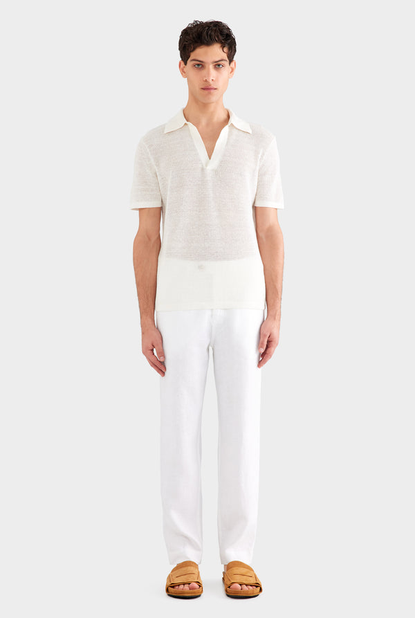 Rib Knit Open Neck Polo 2.0 - Off White