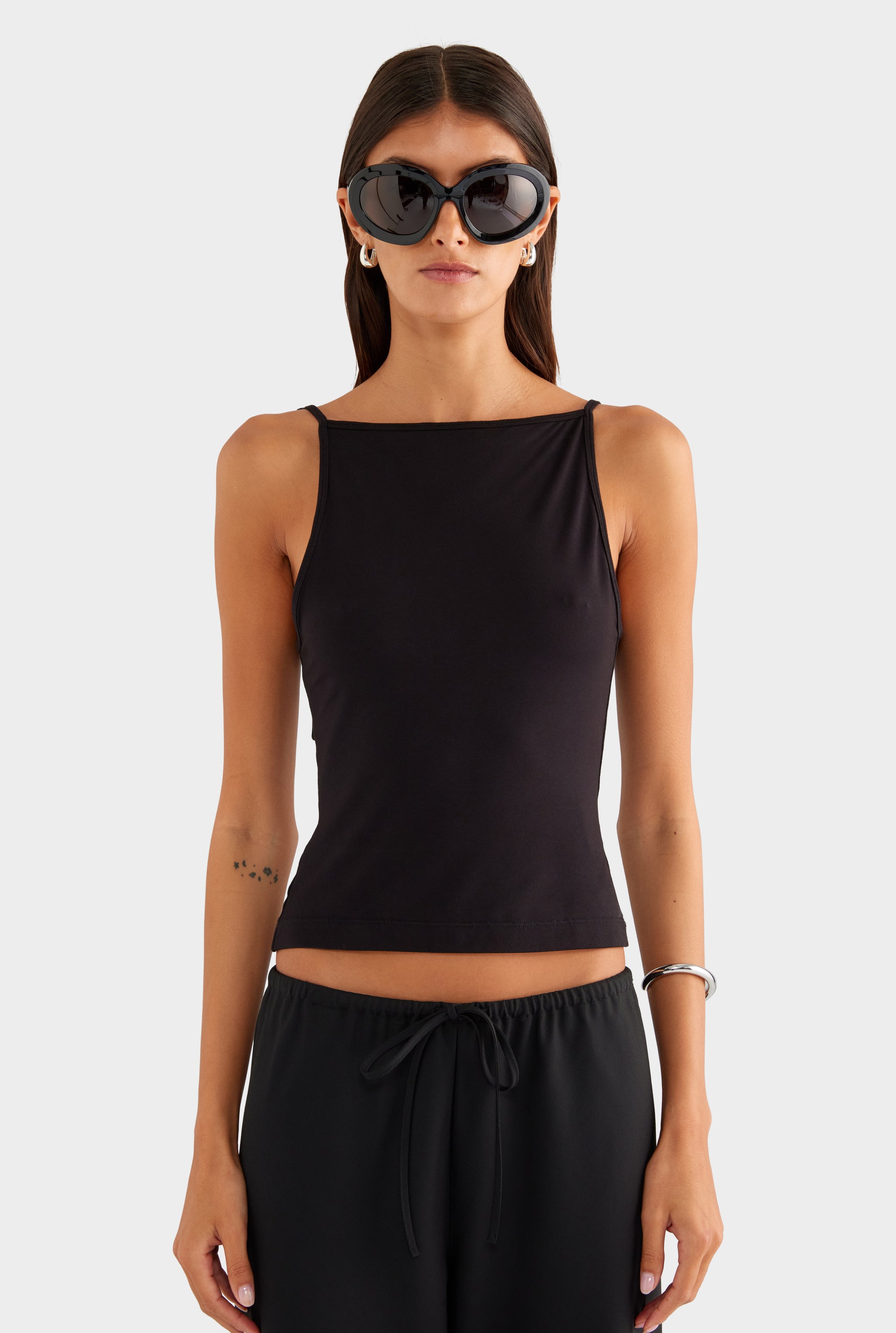 Reversible Boat V Neck Cami - Black
