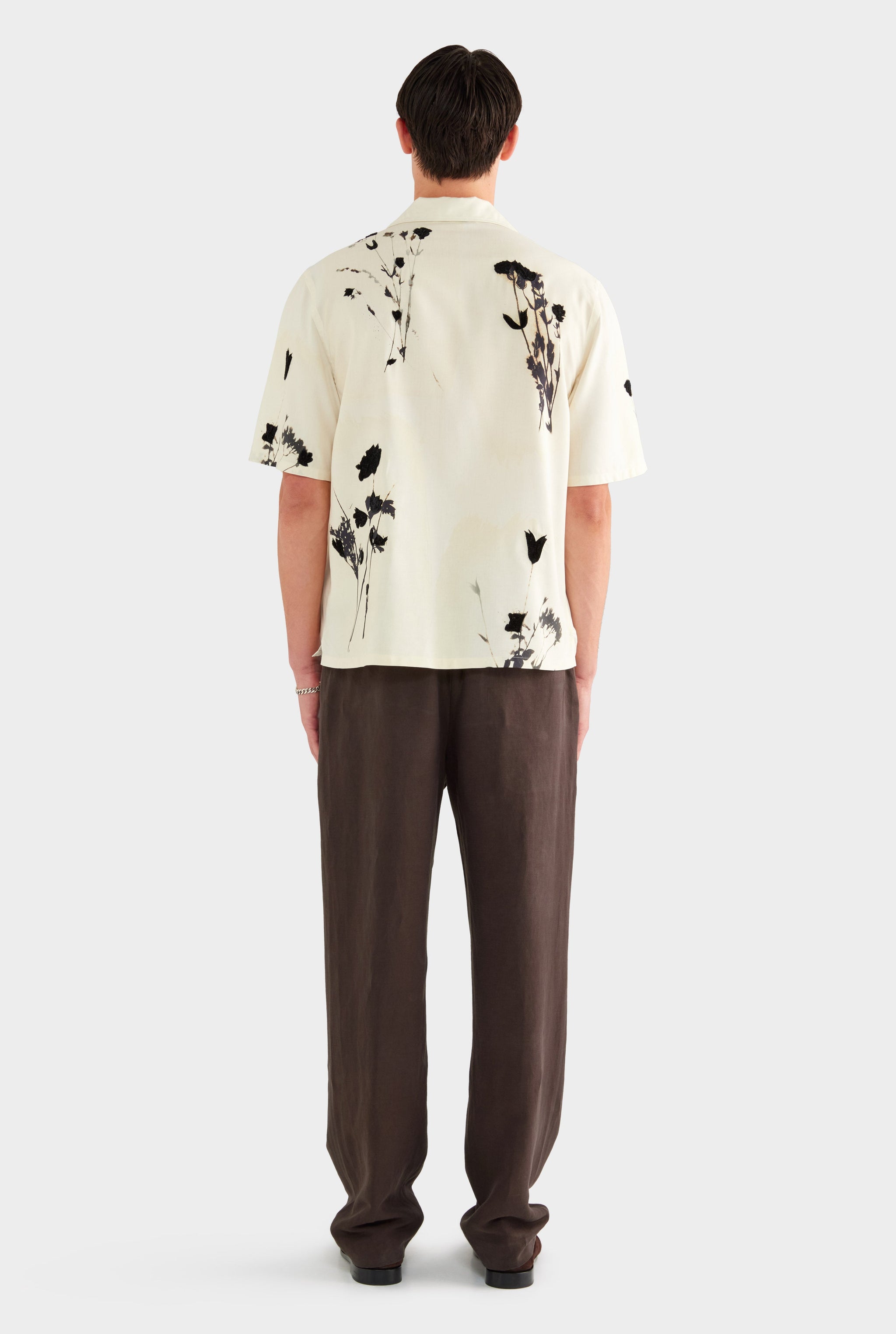 Embroidered Fuji Silk Camp Collar Shirt - Marseille Dried Floral